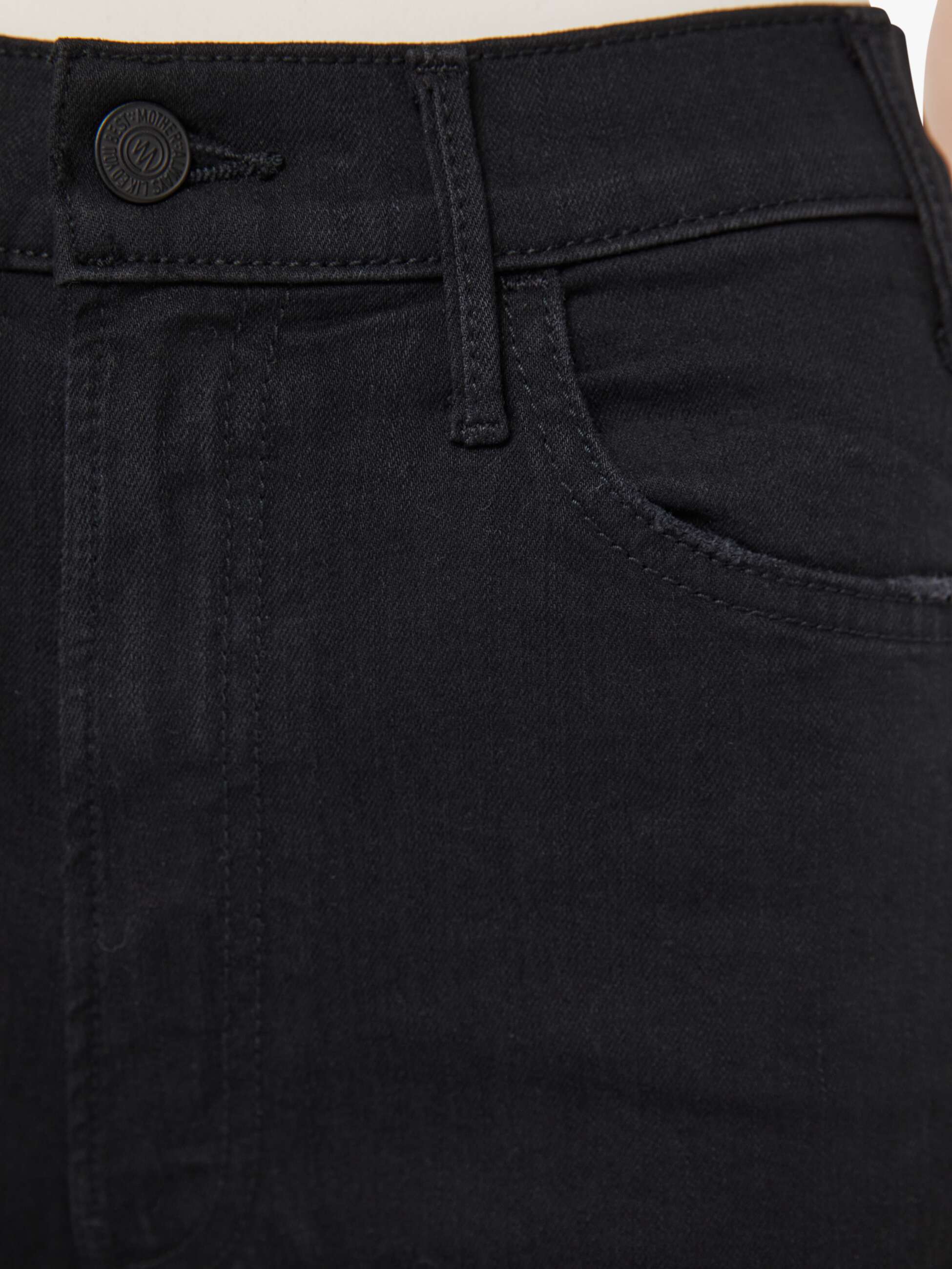 Mother Hustler Ankle Fray Jeans Schwarz Flare High-Waist