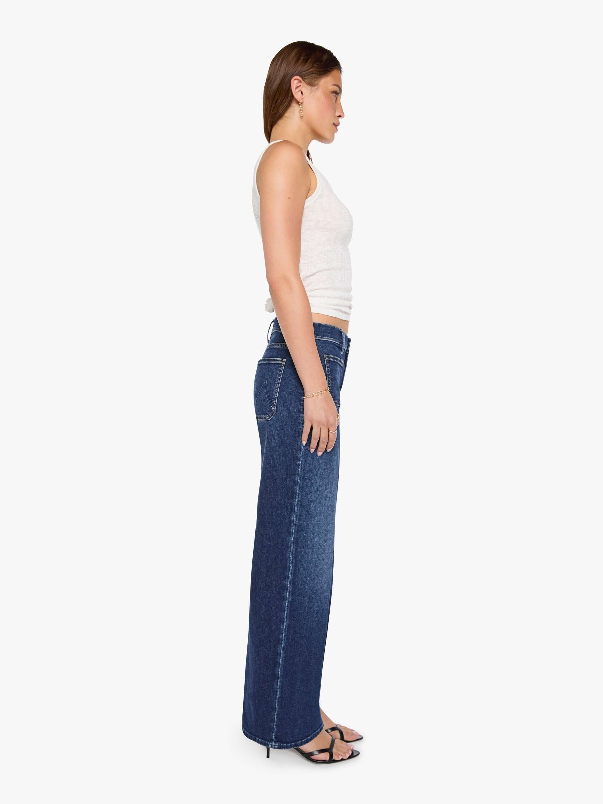 Mother The Patch Pocket Mid Rise Maven Sneak Jeans Backstage Pass Wide Leg