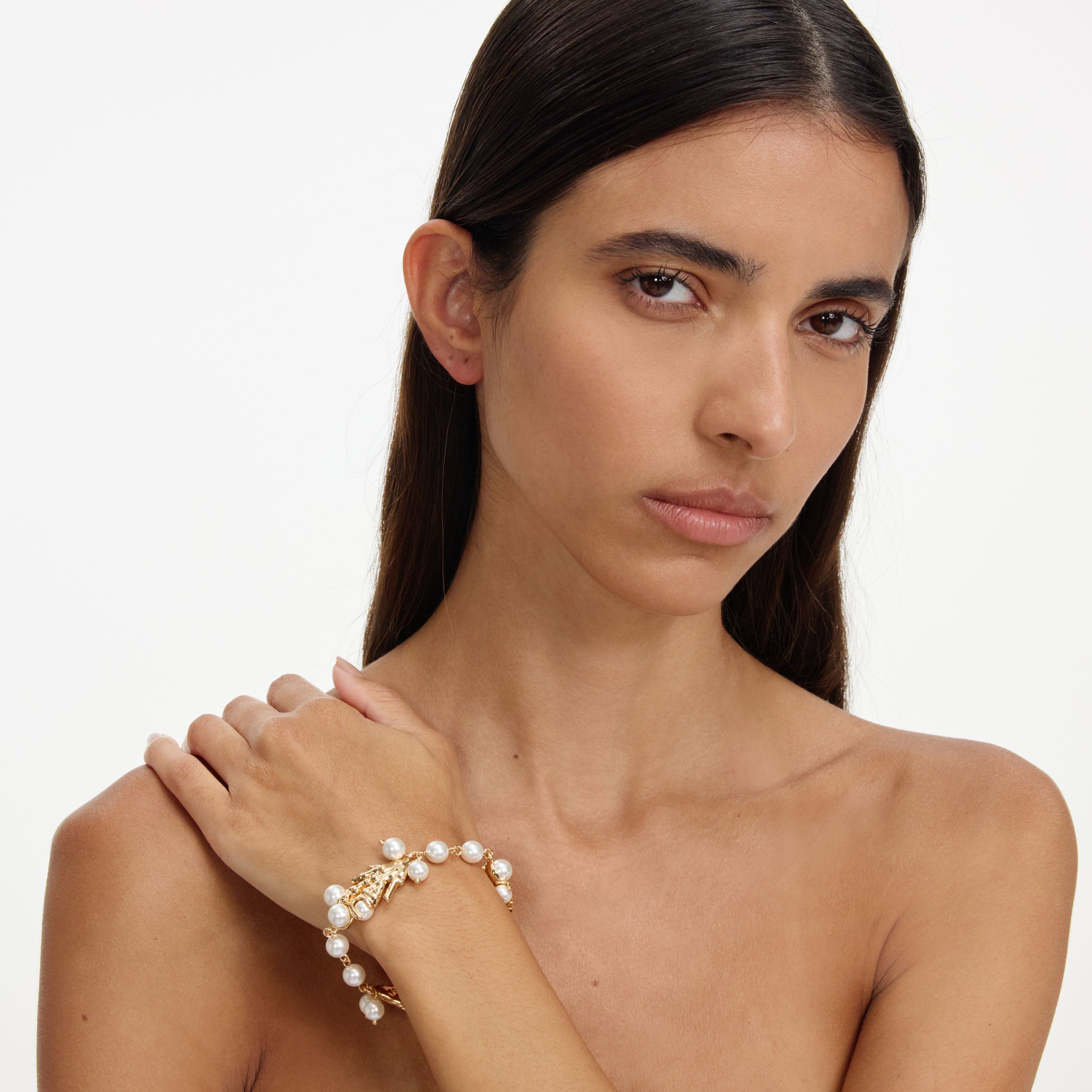 Self Portrait Jewellery Gold Coral Pearl Bracelet Armband Gold