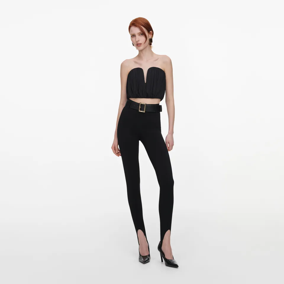 Self Portrait Black Bandeau Jersey Top Schwarz Cropped