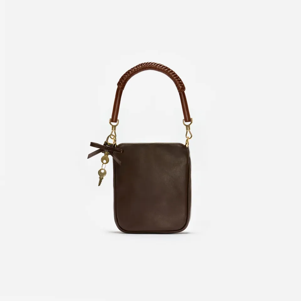Self Portrait Brown Leather Mini Tote Tasche Braun One Size