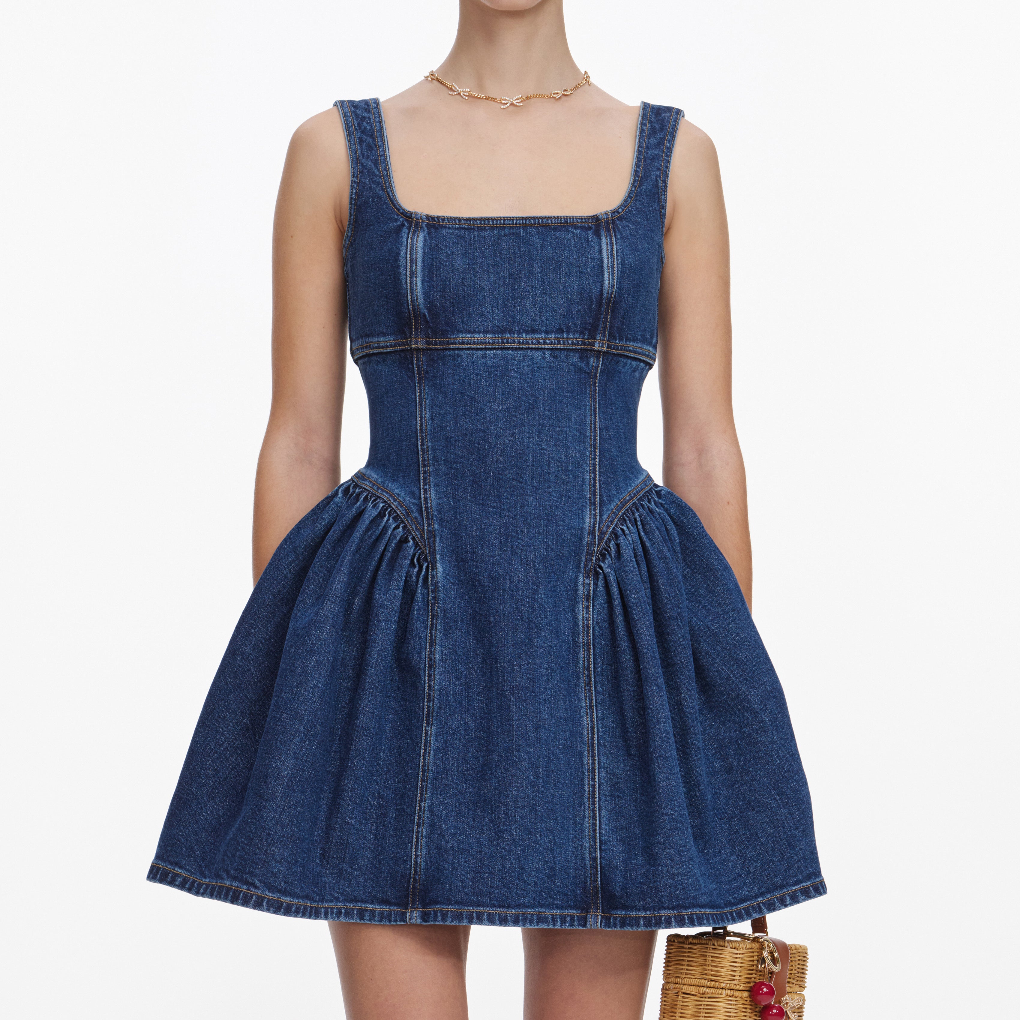 Self Portrait Denim Mini Dress Jeanskleid Blau Stretch