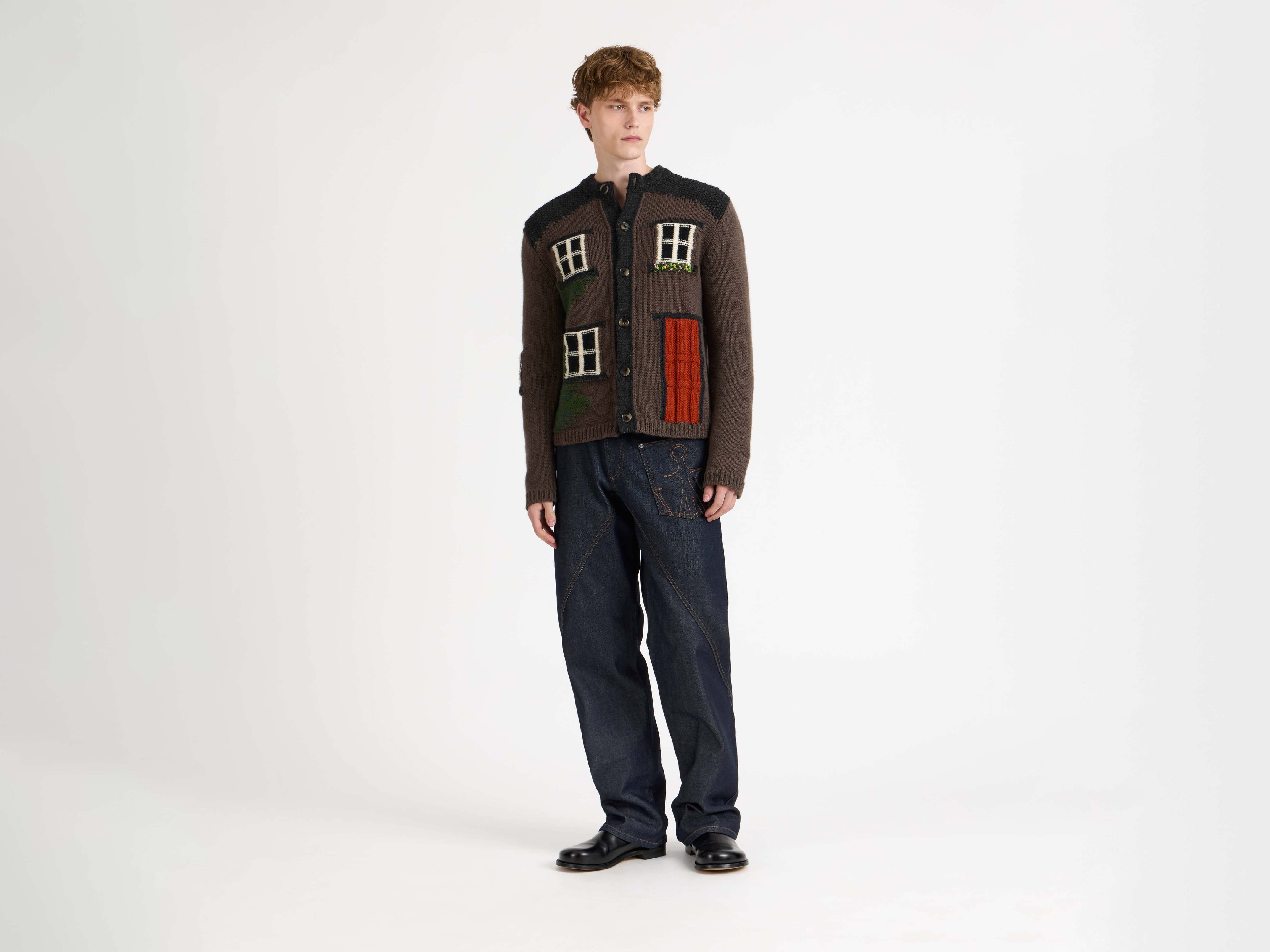 J.W.Anderson Knitwear House Polo Cardigan Chestnut Braun