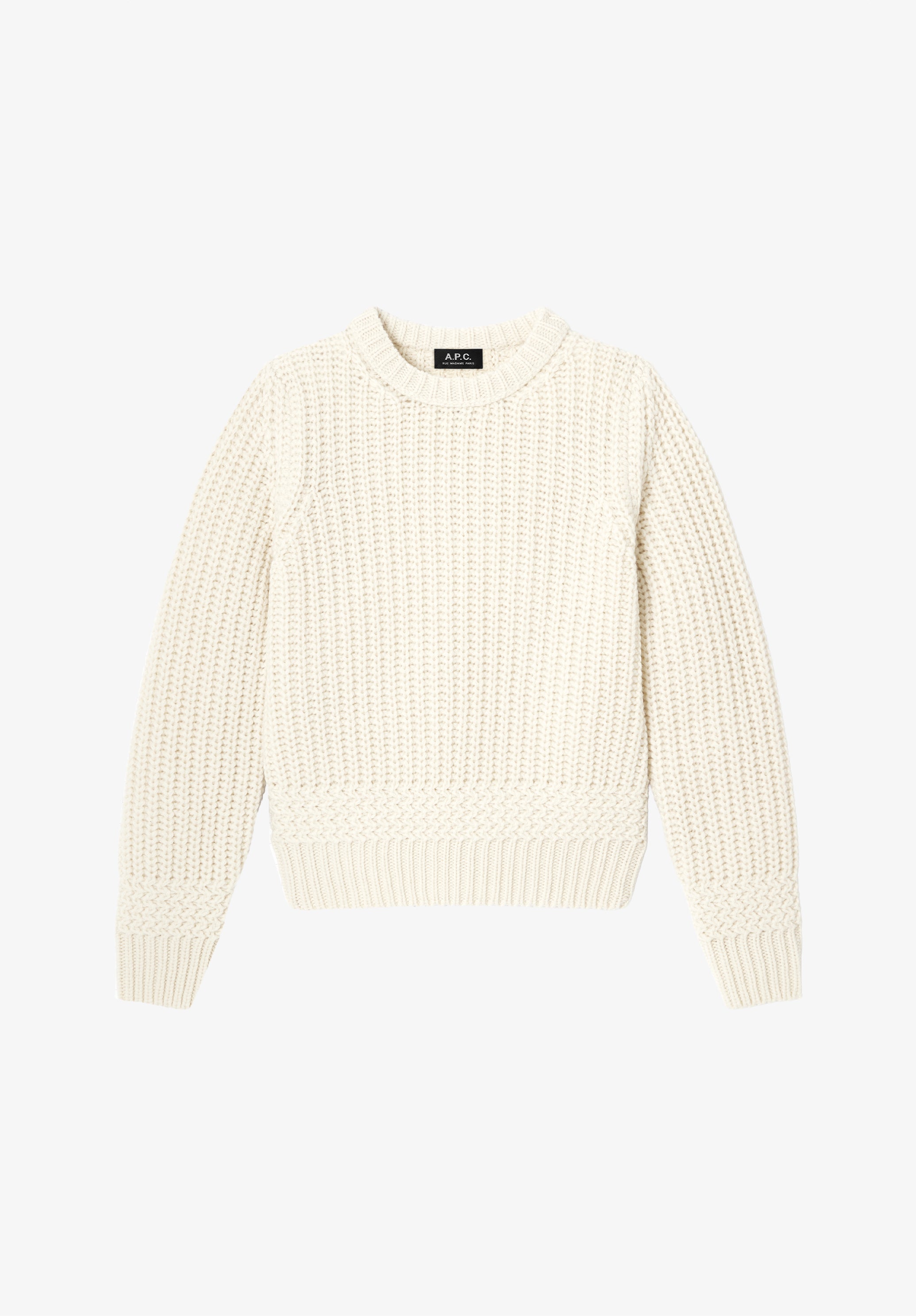 A.P.C. Pullover ecru recycelte Wolle Rundhals