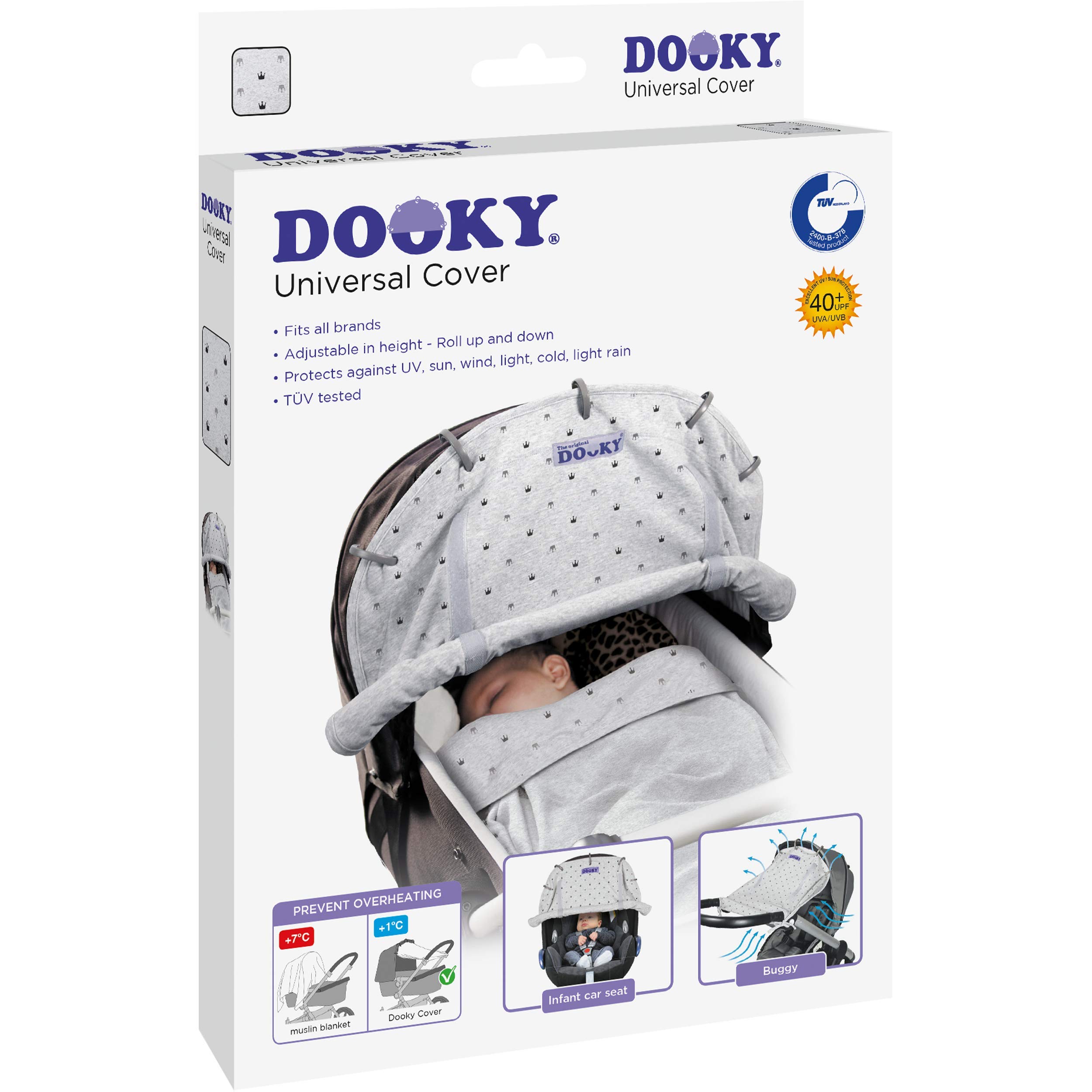 Dooky Universal Cover Combi Pack Light Grey Crown UV 40+ Set