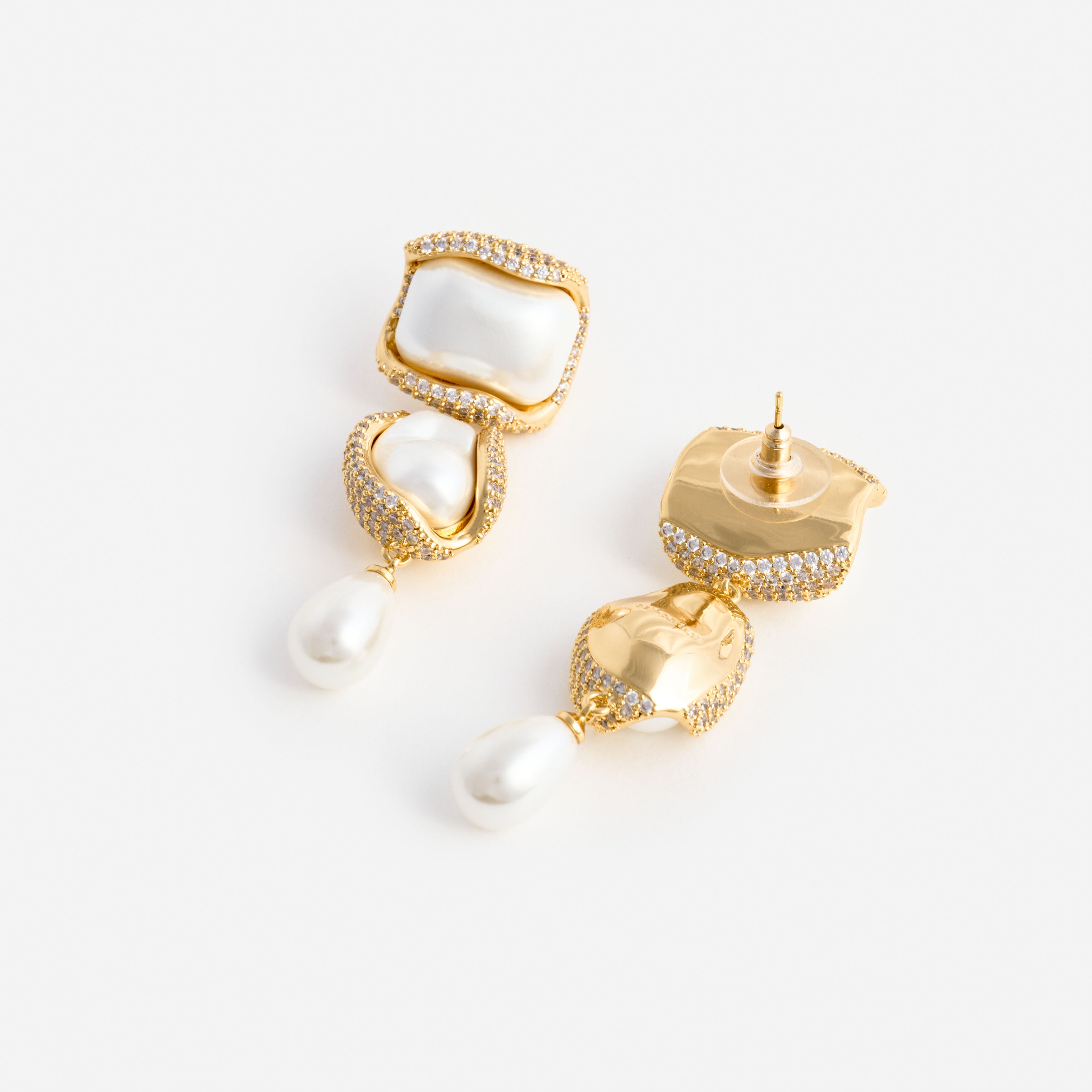 Self Portrait Gold Crystal Pearl Tiered Ohrringe Gold Perle