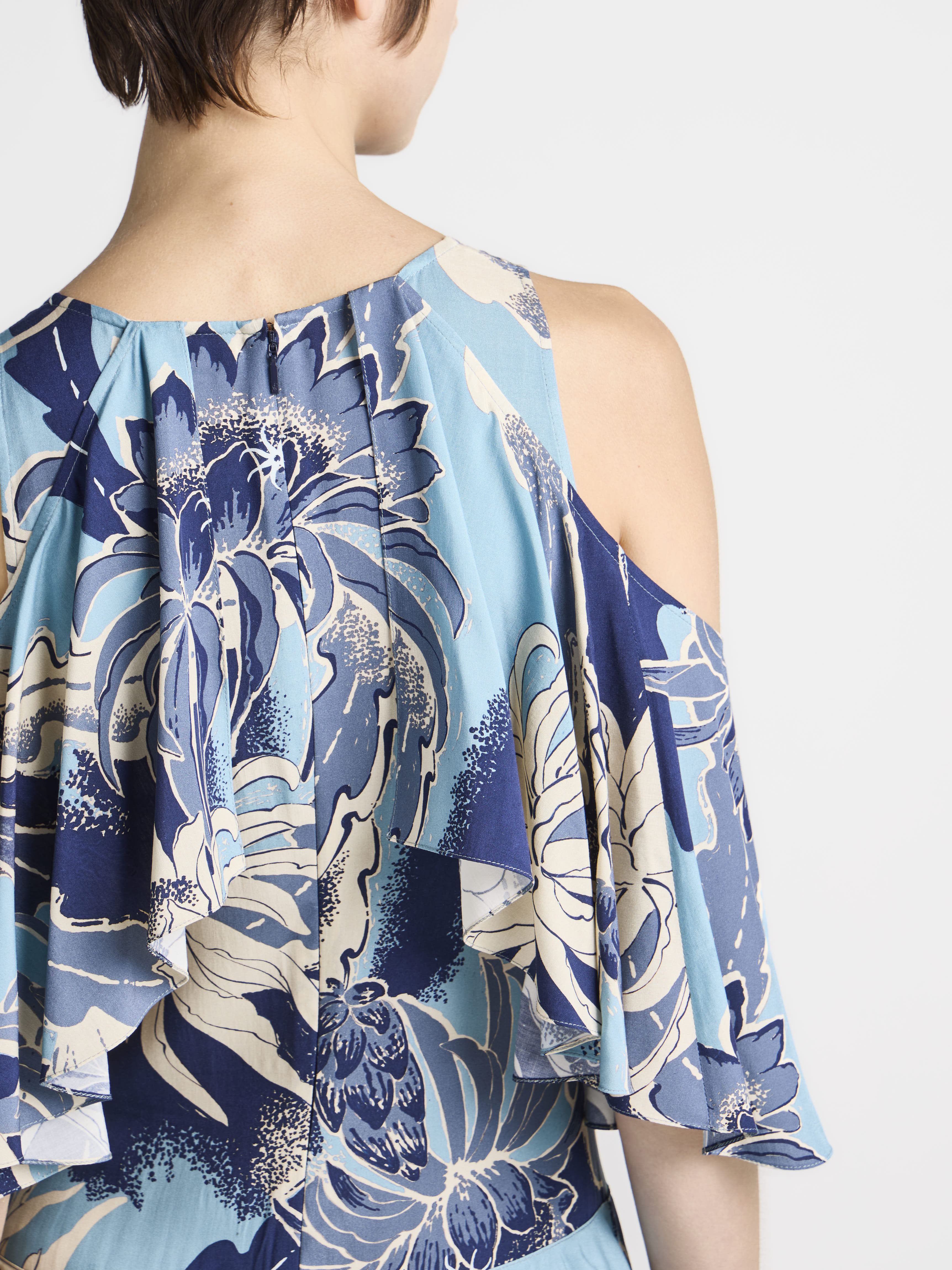 J.W.Anderson Ruffle Dress Maxikleid Saphirblau Print