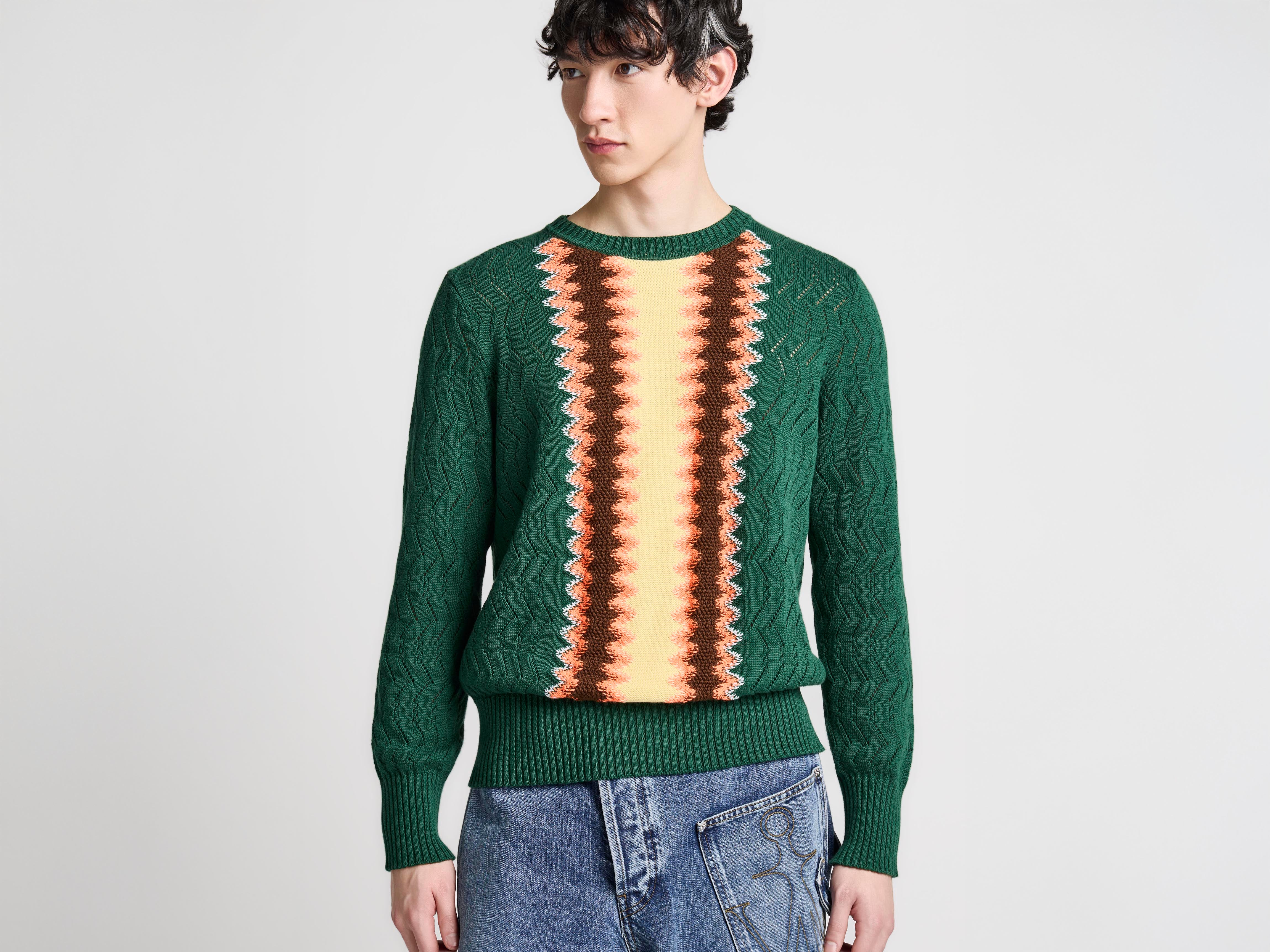 J.W. Anderson Chevron Jumper Pine Baumwolle Rundhals