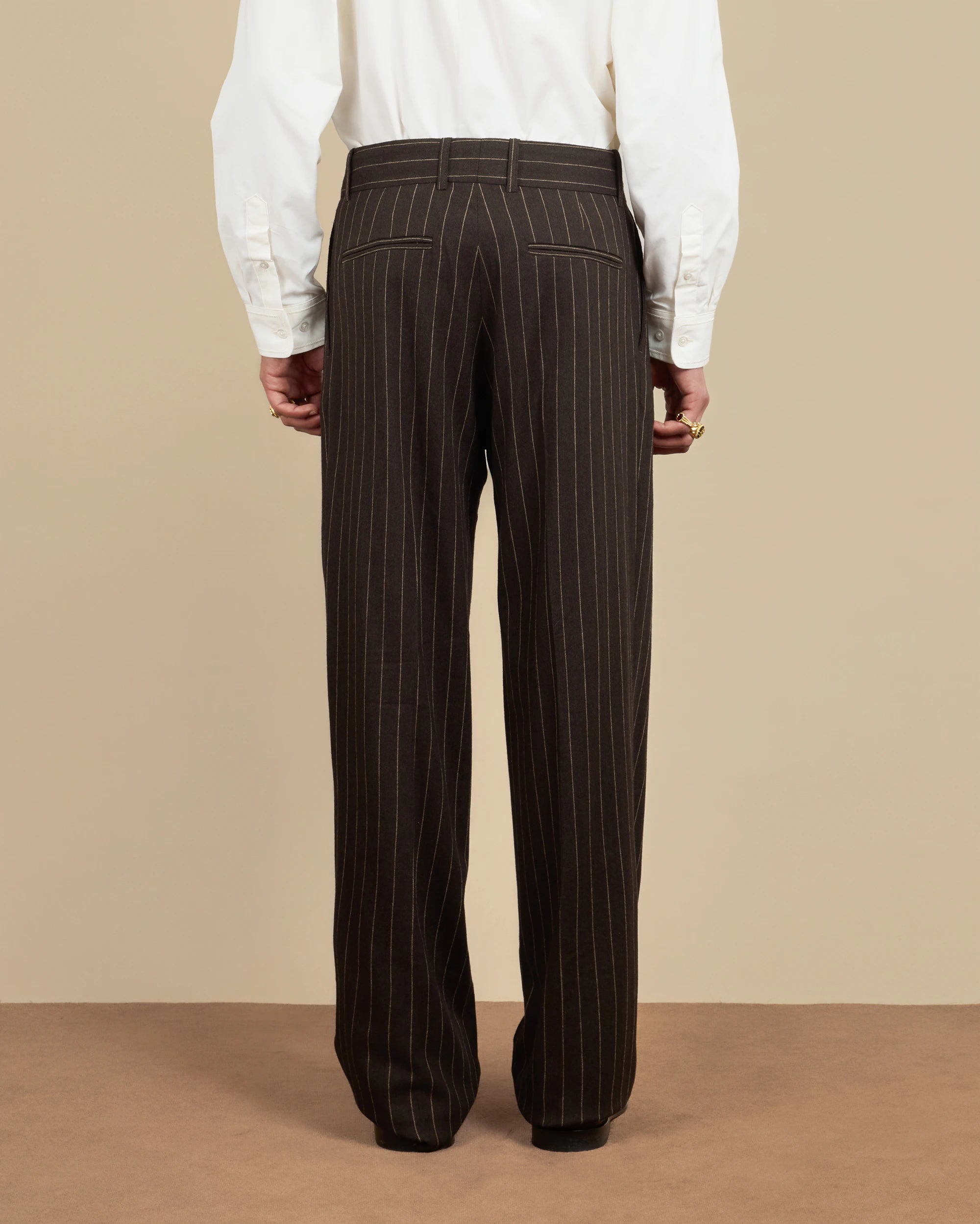 Drôle De Monsieur Le Pantalon Pinstripes Hose dunkelbraun Wolle