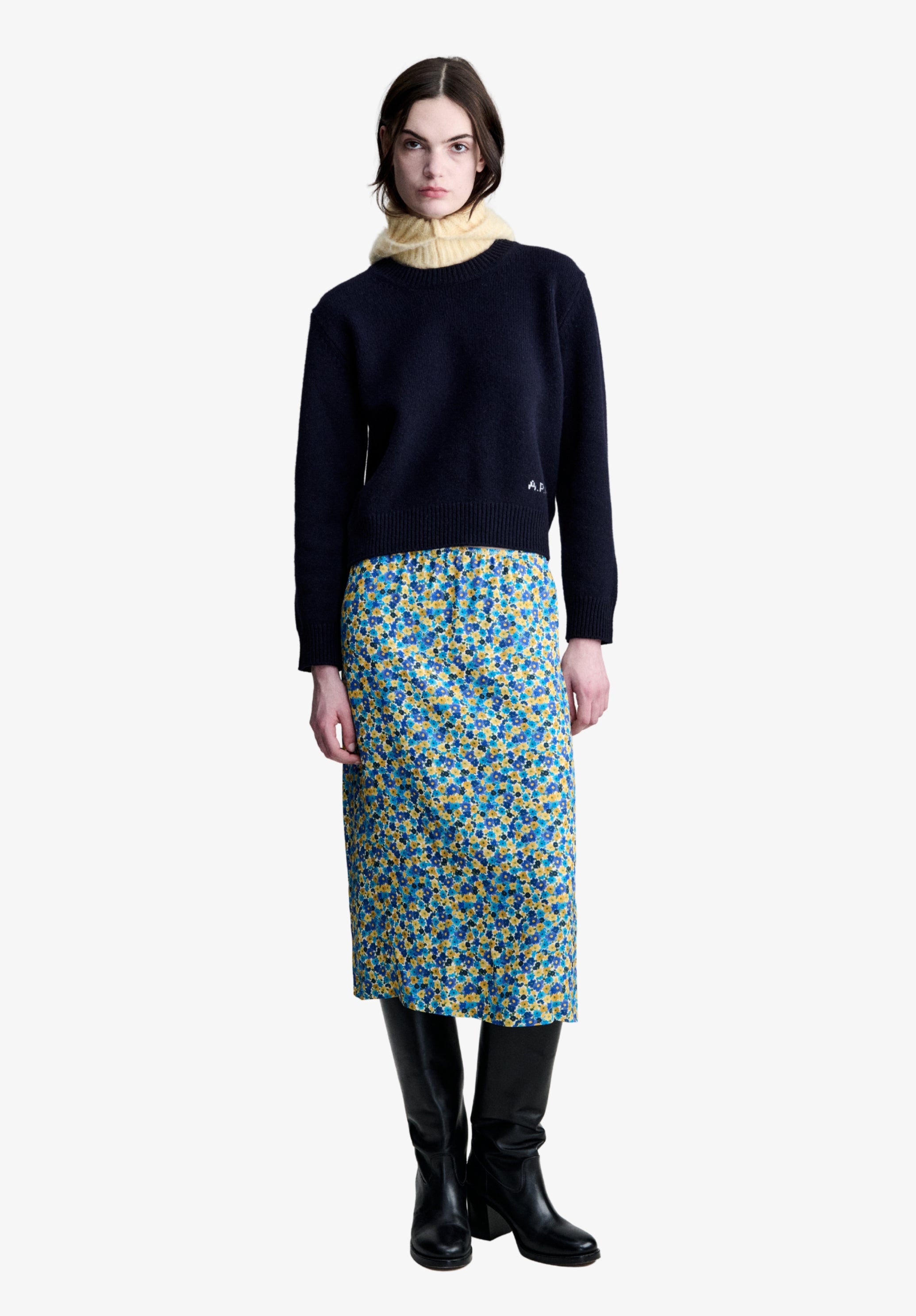 A.P.C. Viskoserock Blumenmuster wadenlang Gr. 36