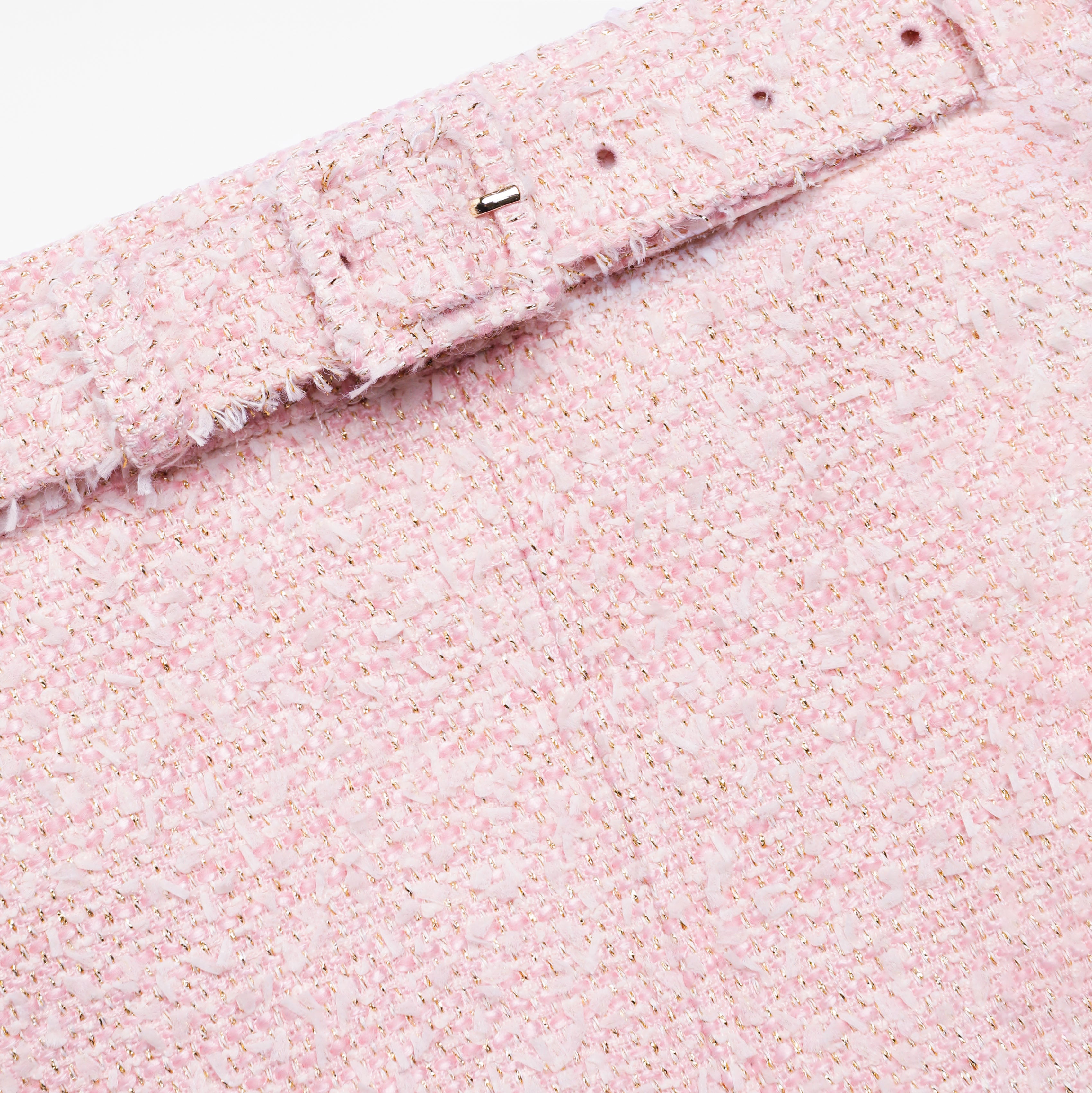Self Portrait Pink Boucle Mini Rock A-Linie mit Gürtel
