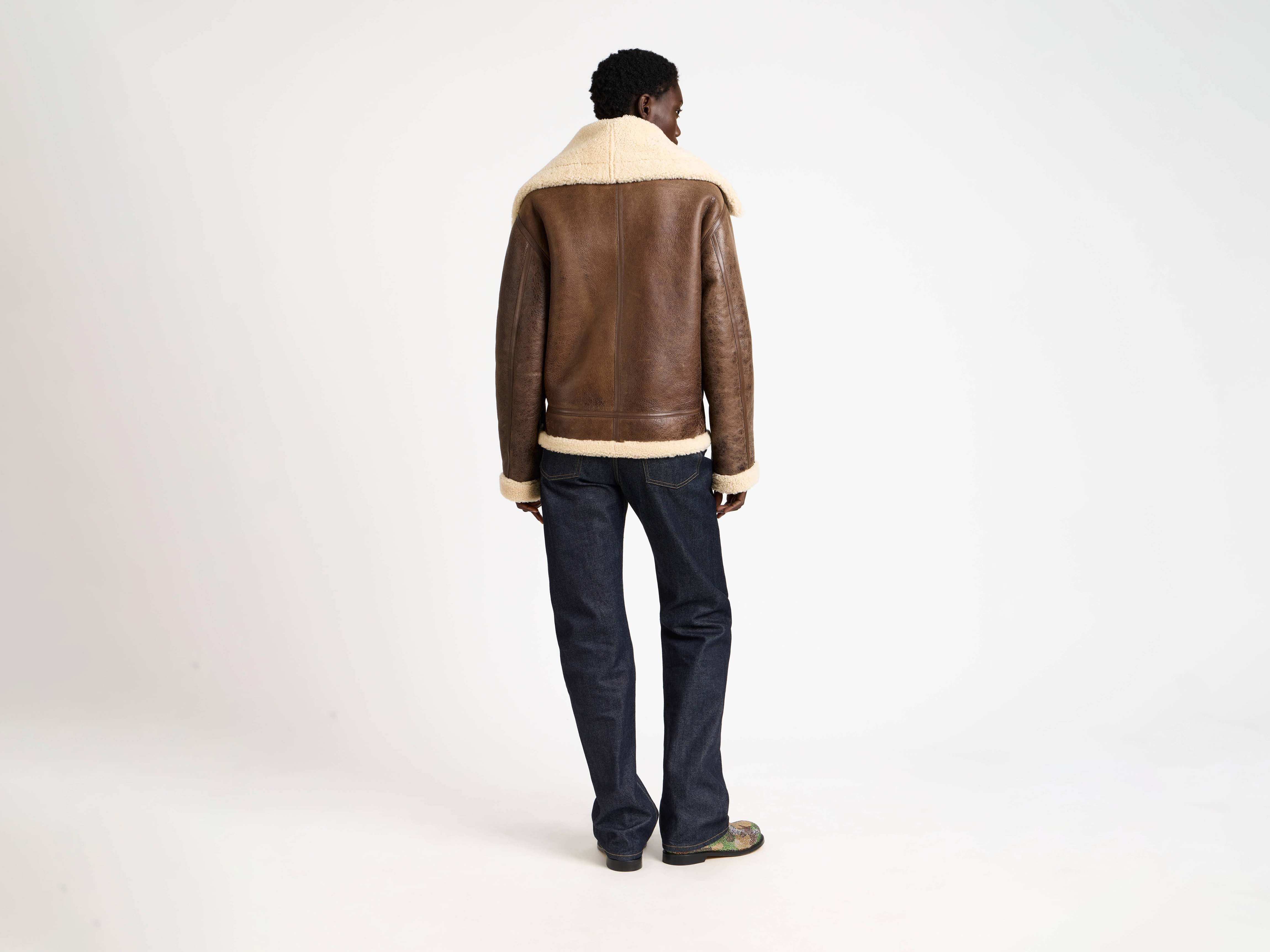 J.W.Anderson Shearling Lederjacke Damen Braun Lammfell