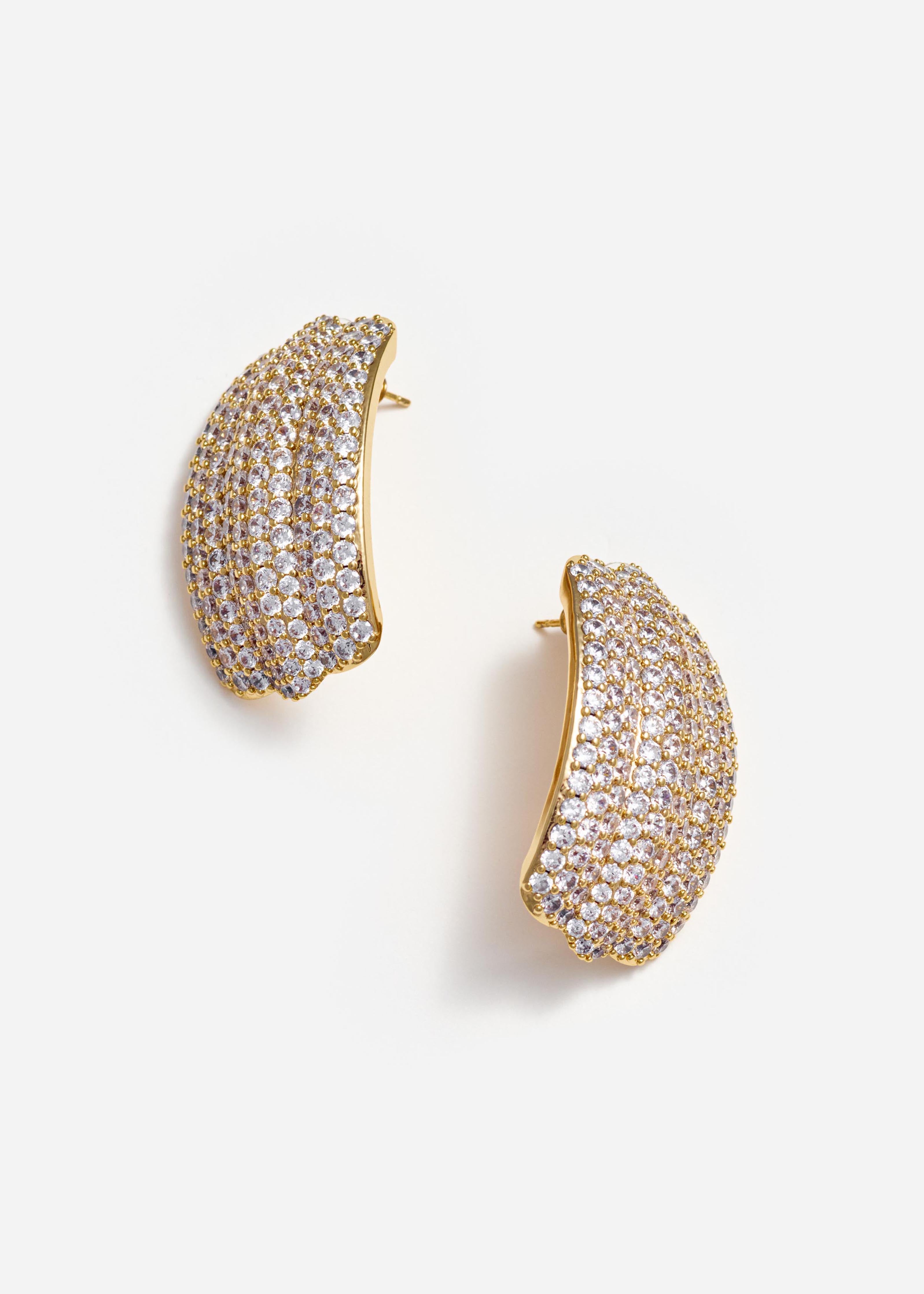 Self Portrait Gold Crystal Ridged Ohrringe One Size Gold Kristall