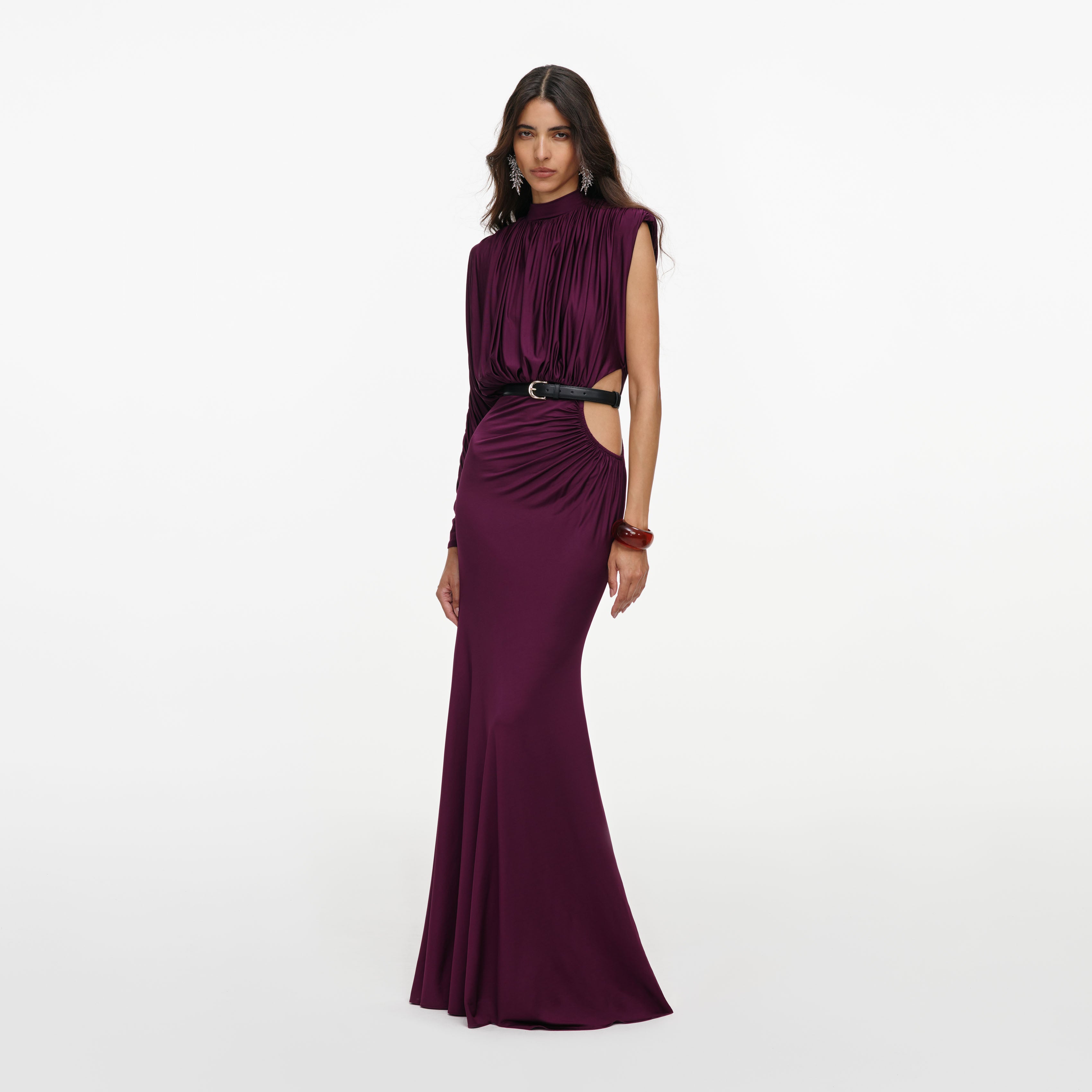 Self Portrait Dresses Purple Jersey Maxi Dress Lila Cut-out
