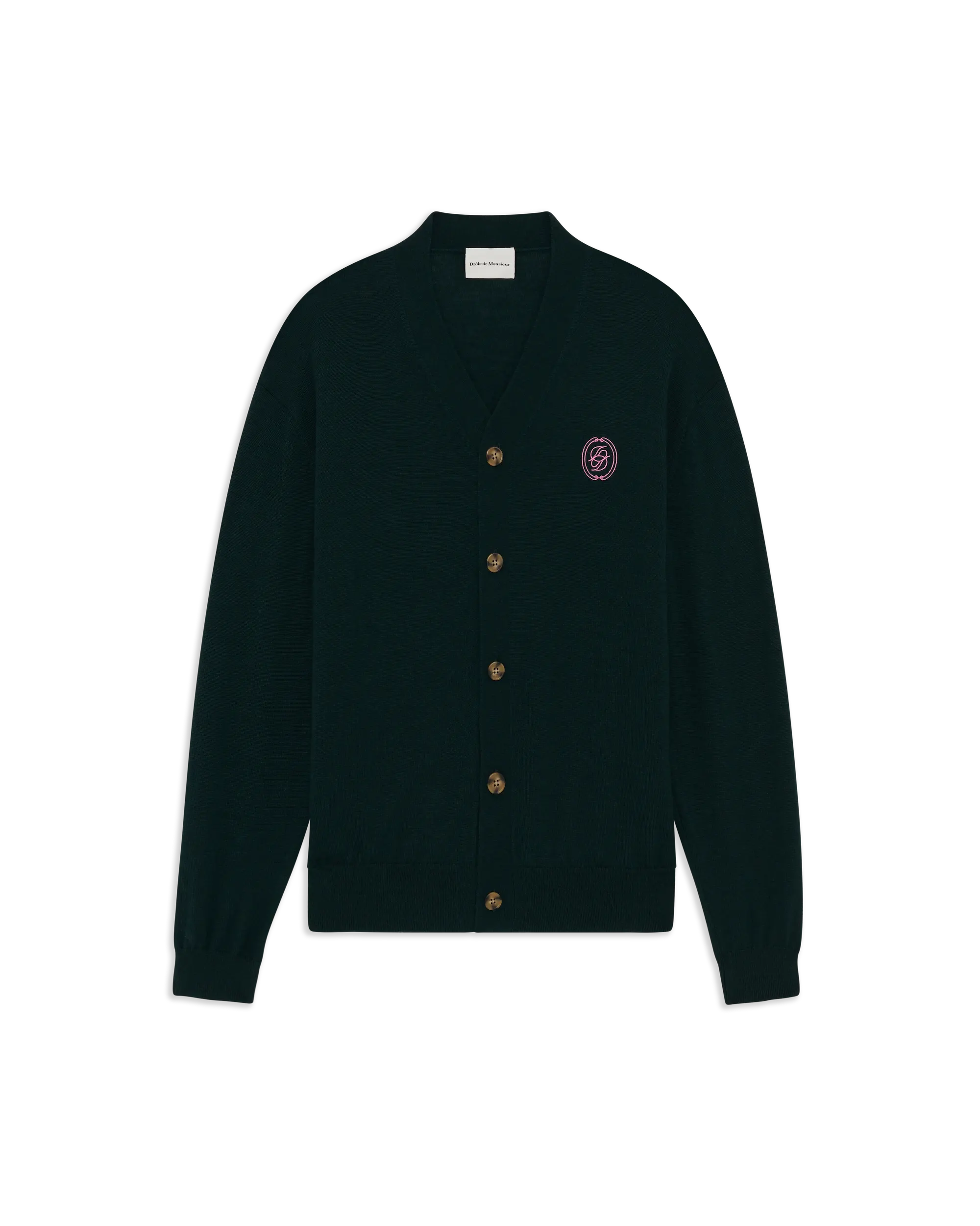 Drôle De Monsieur D Mirror Wool Silk Boxy Cardigan Dunkelgrün