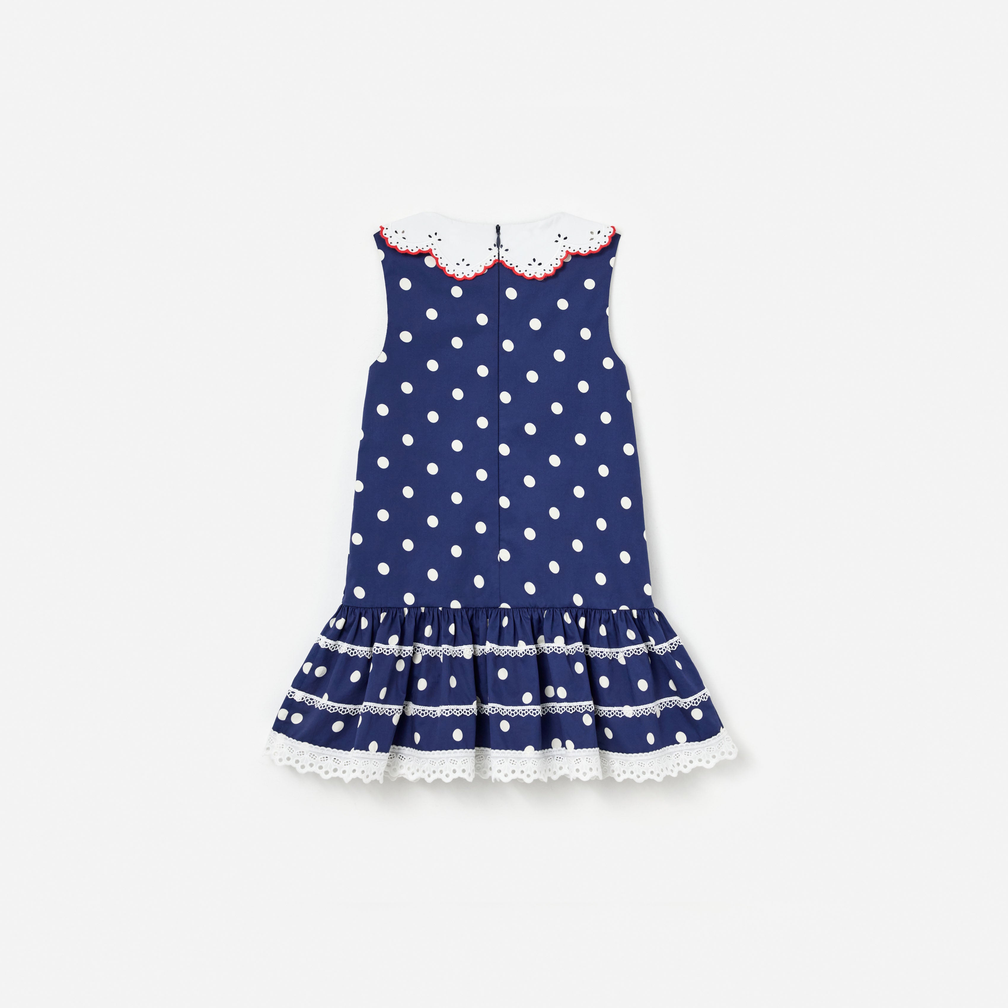 Self Portrait Navy Polka Dot Cotton Dress Kinderkleid Blau 5-6 Jahre