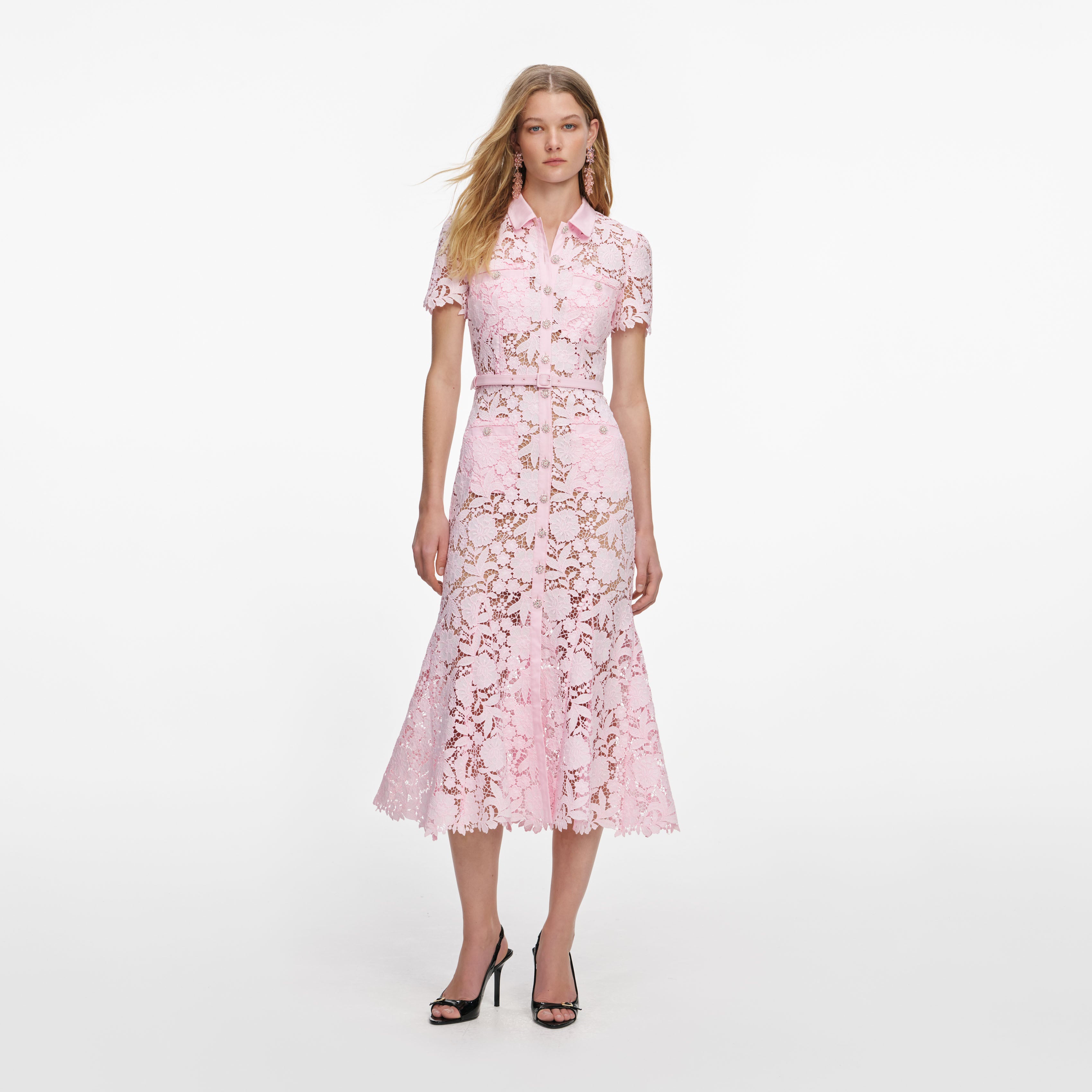 Self-Portrait Dresses Pink Lace Midi Kleid Rosa Spitze