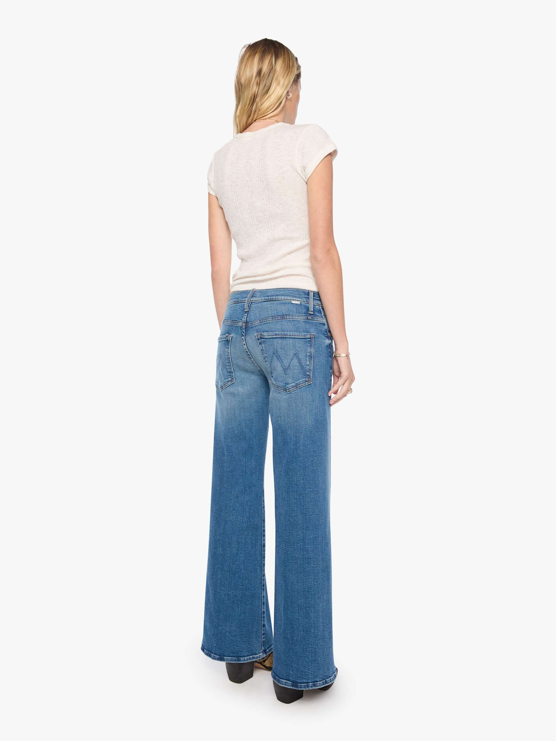 MOTHER Mid Rise Sidestepper Twist Sneak Jeans Strike It Rich