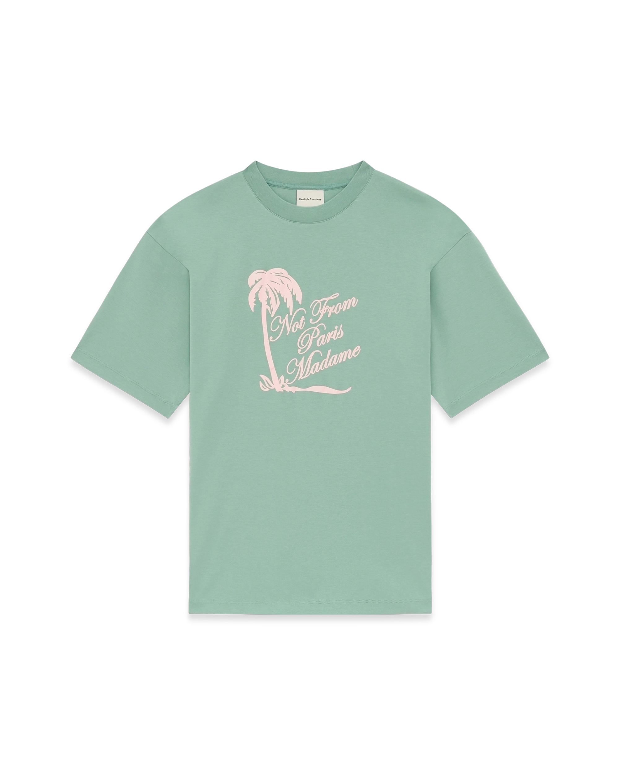 Drôle De Monsieur Slogan Palmiers T-Shirt Grün Baumwolle