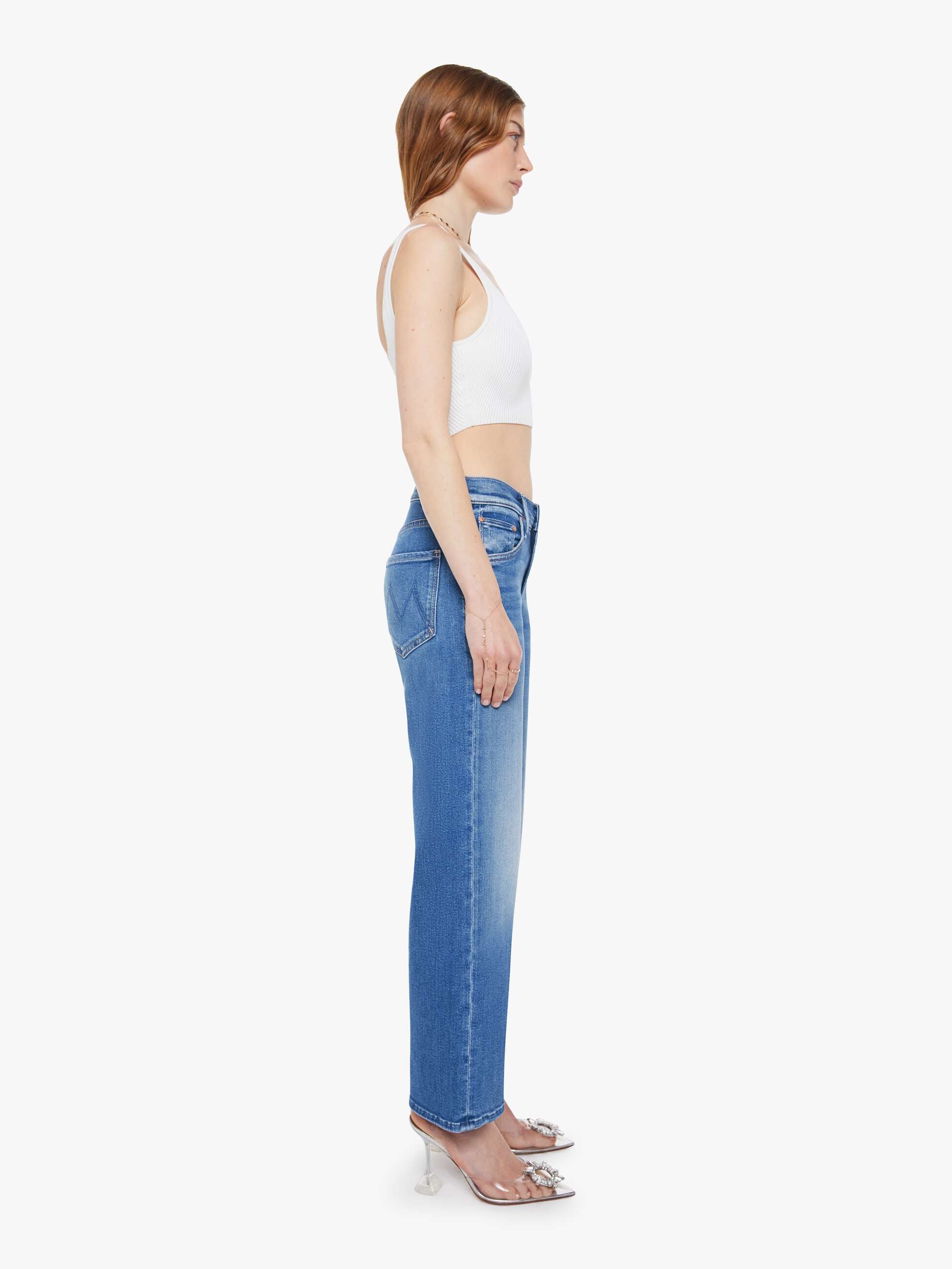 Mother Mid Rise Rambler Zip Ankle Jeans Piece By Piece Blau