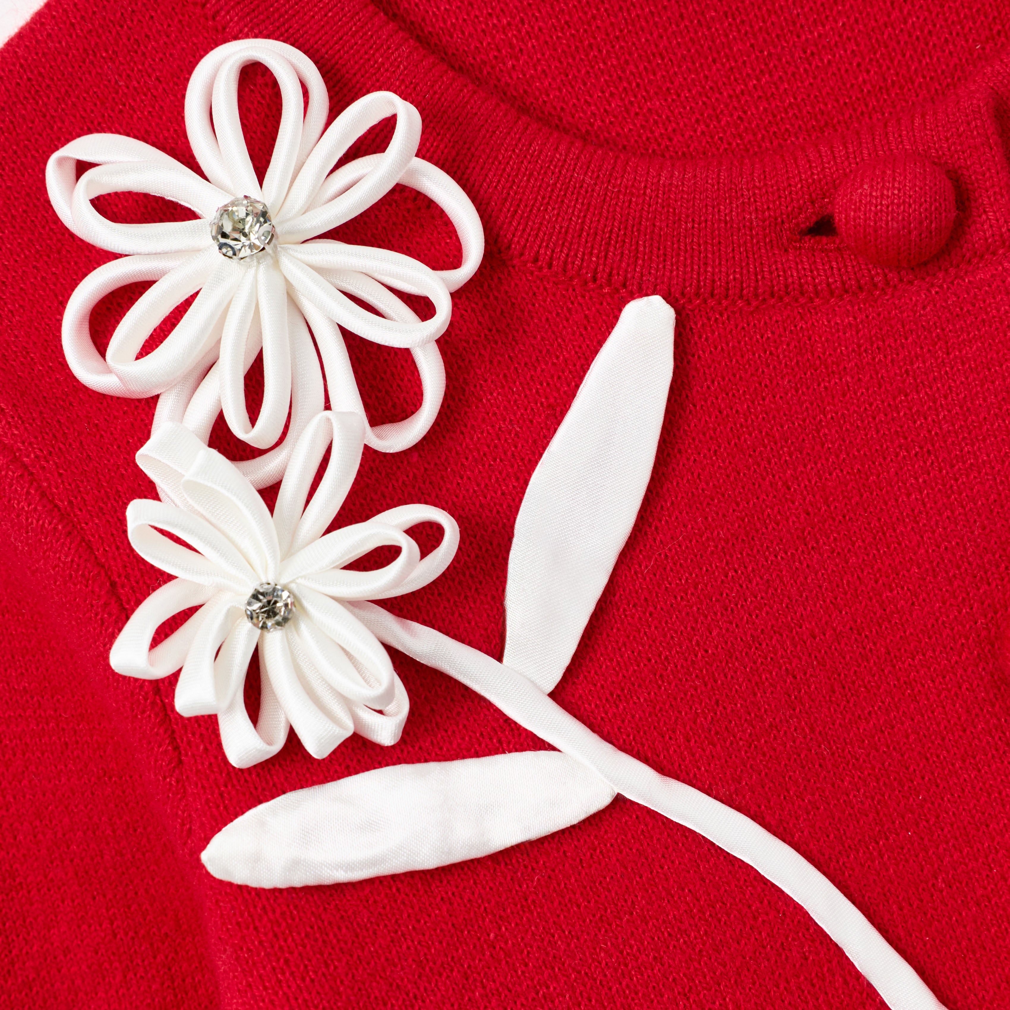 Self Portrait Red Flower Trim Cardigan Rot Kinder 5/6