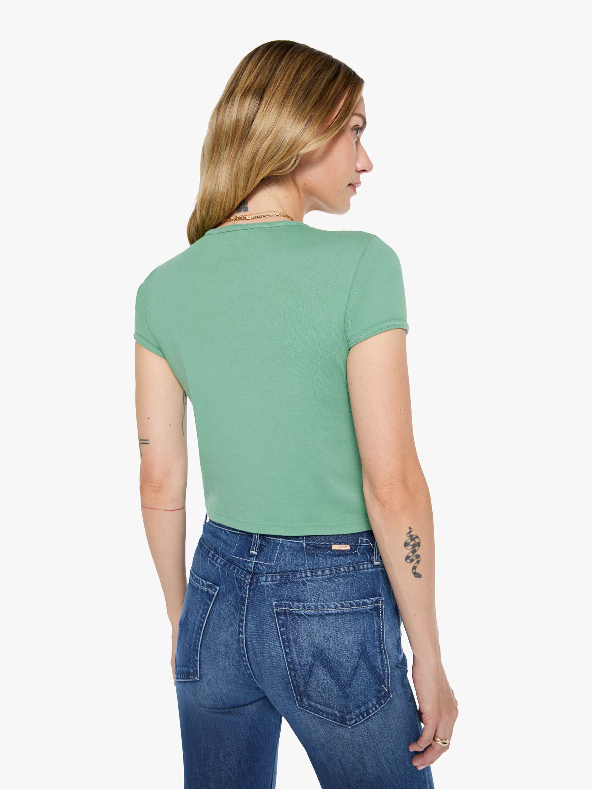 Mother The Itty Bitty Ringer T-Shirt Matcha Grün cropped