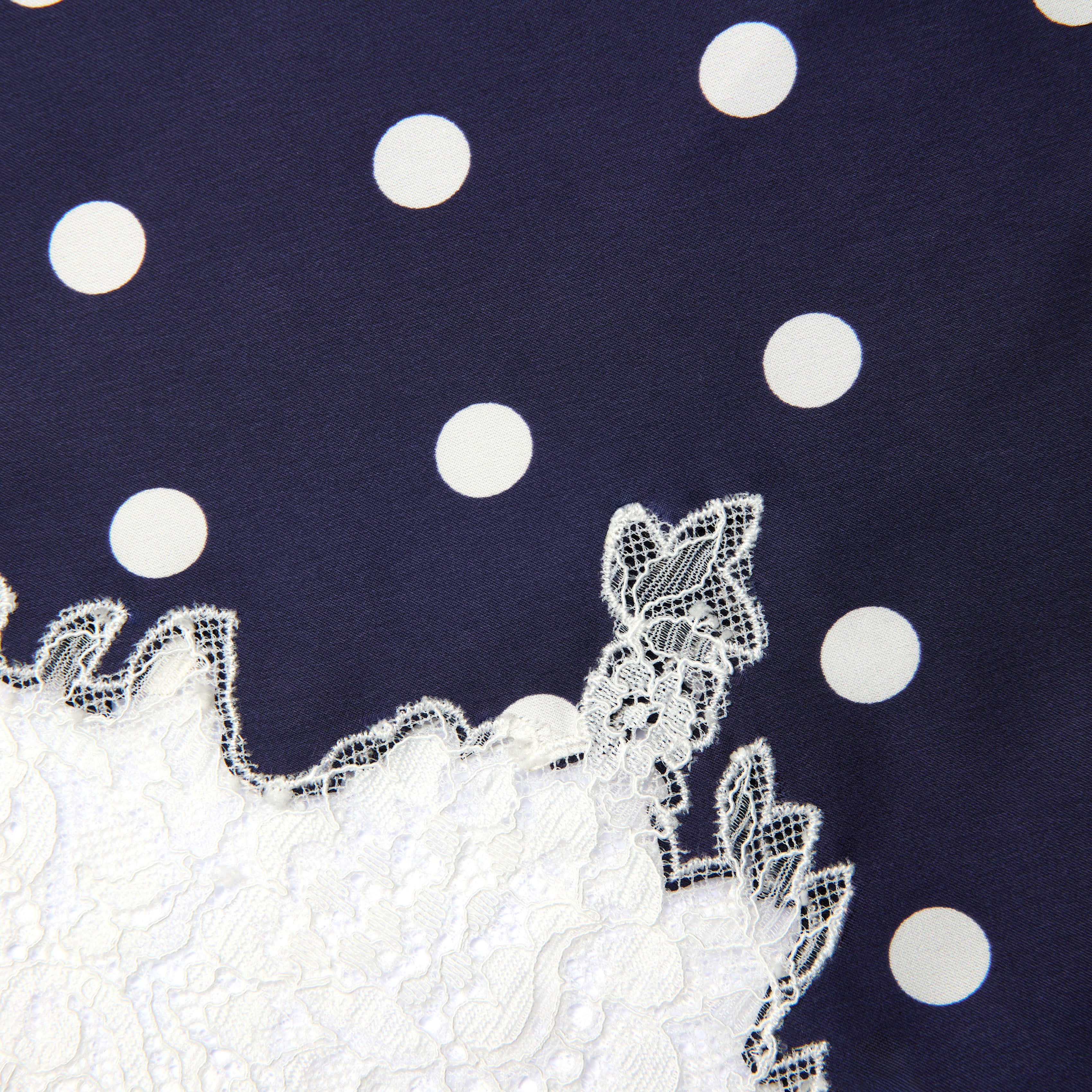 Self Portrait Navy Polka Dot Satin Midirock Navy