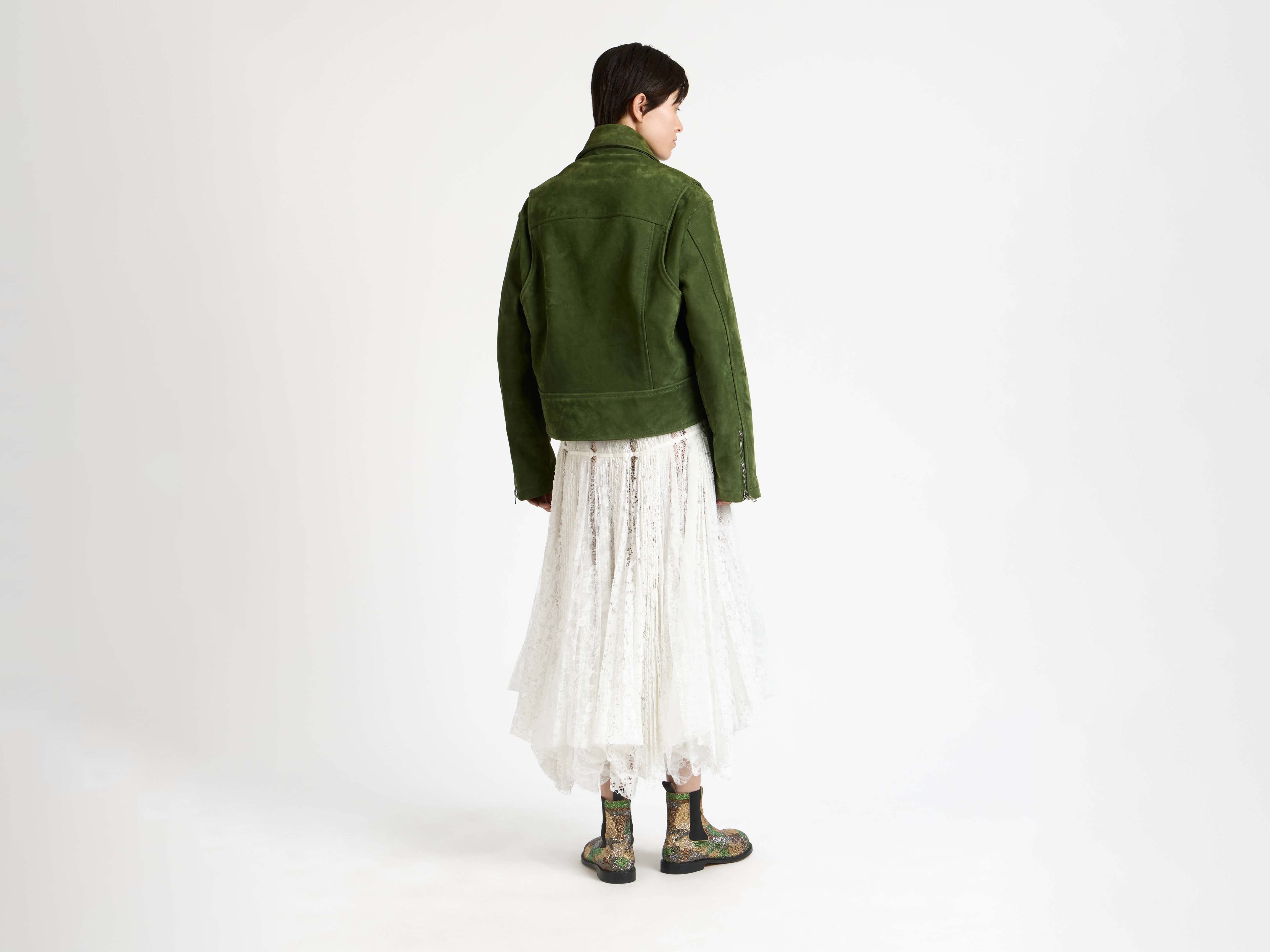 J.W.Anderson Cropped Biker Jacket Damen khaki Leder