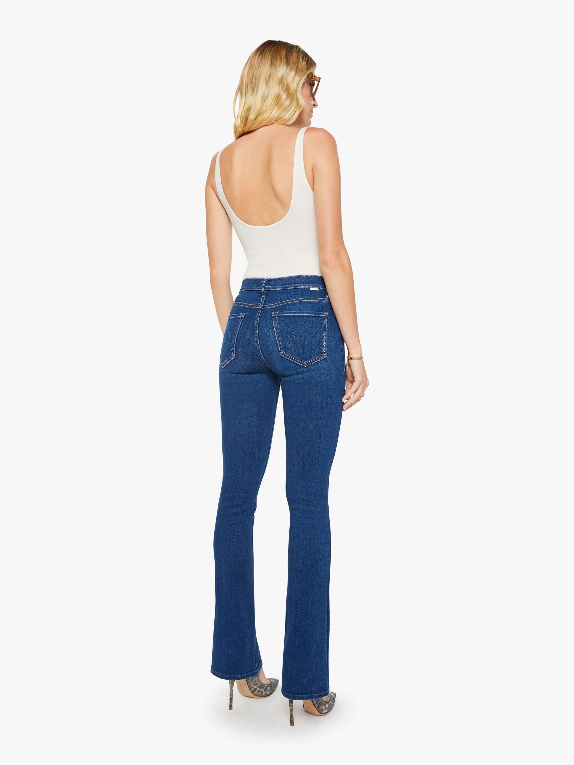 Mother The Runaway Pinkies Up Flare Jeans Dunkelblau Mid-Rise