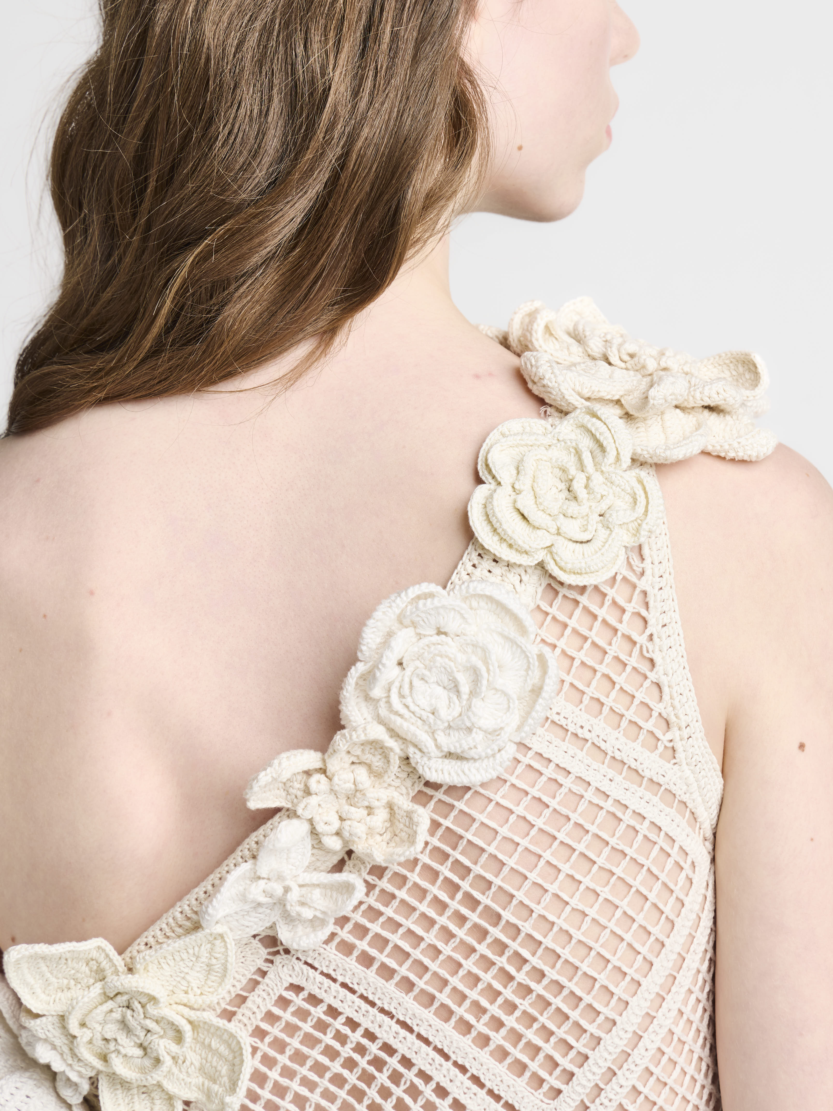 J.W.Anderson Dresses Floral Crochet Kleid limestone