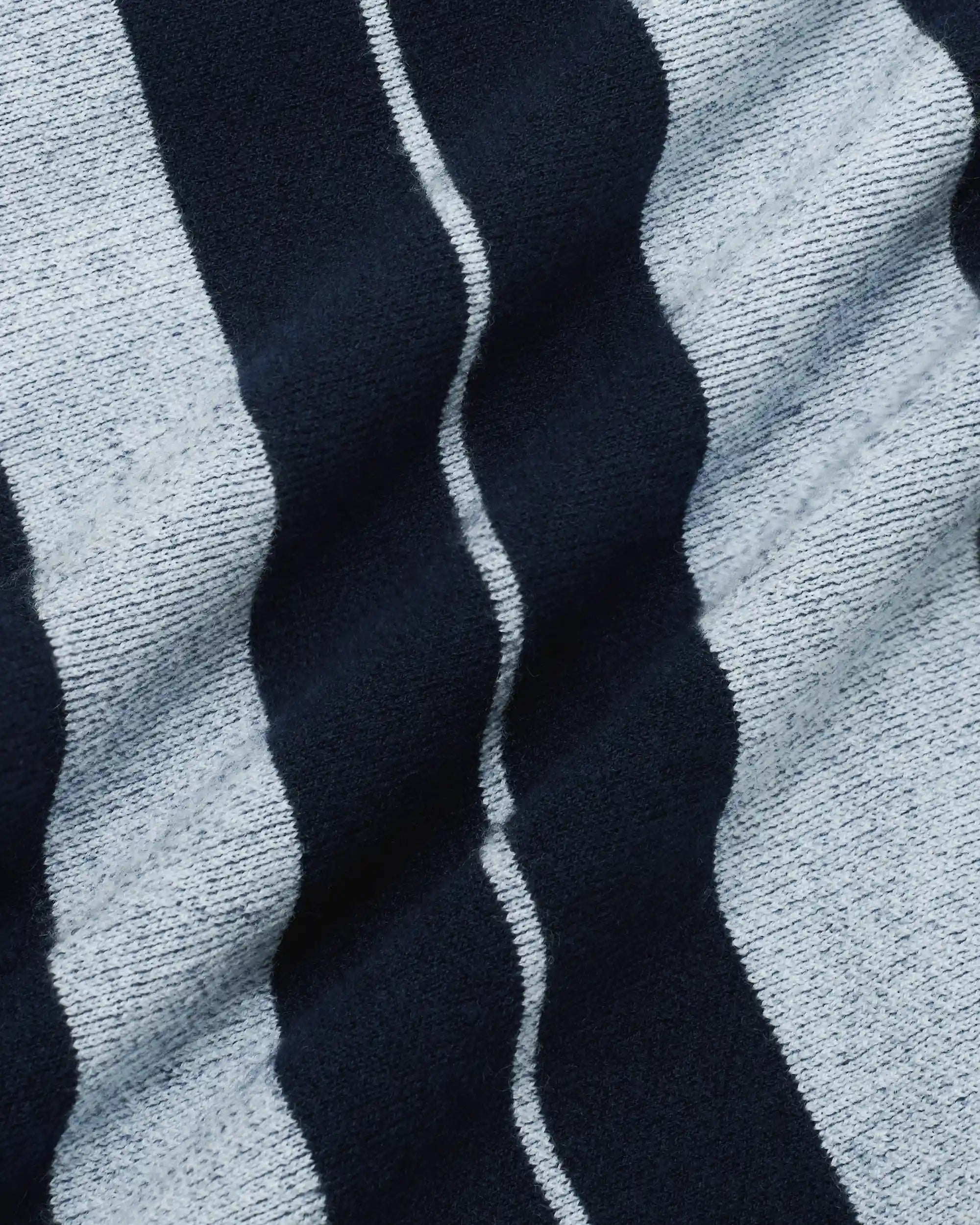 Drôle De Monsieur Striped Zipped Strickpolo navy Wolle