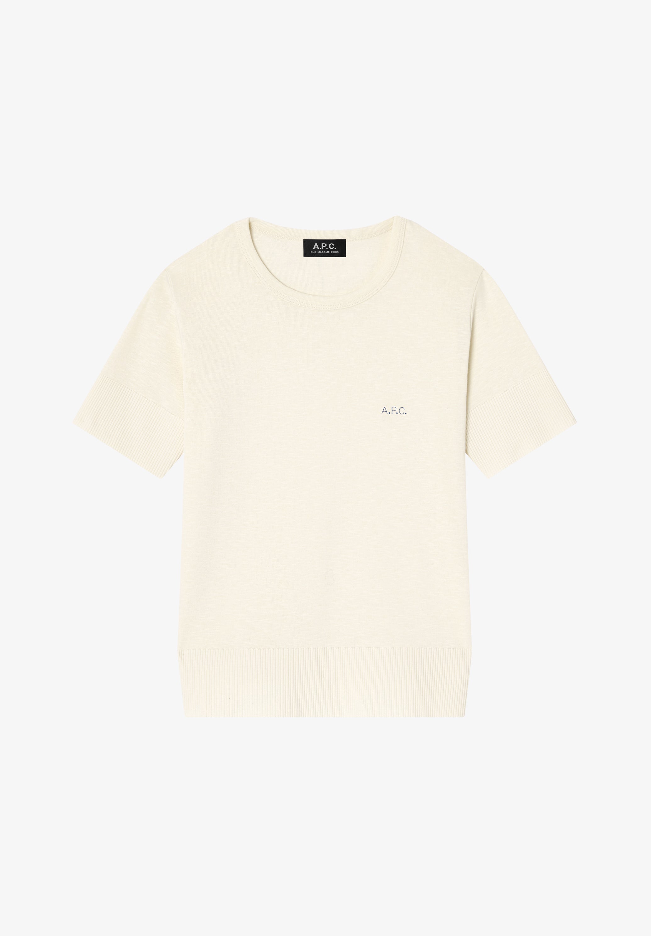 A.P.C. T-Shirt Eng ecru Mikrologo Bio-Baumwolle Gr. M