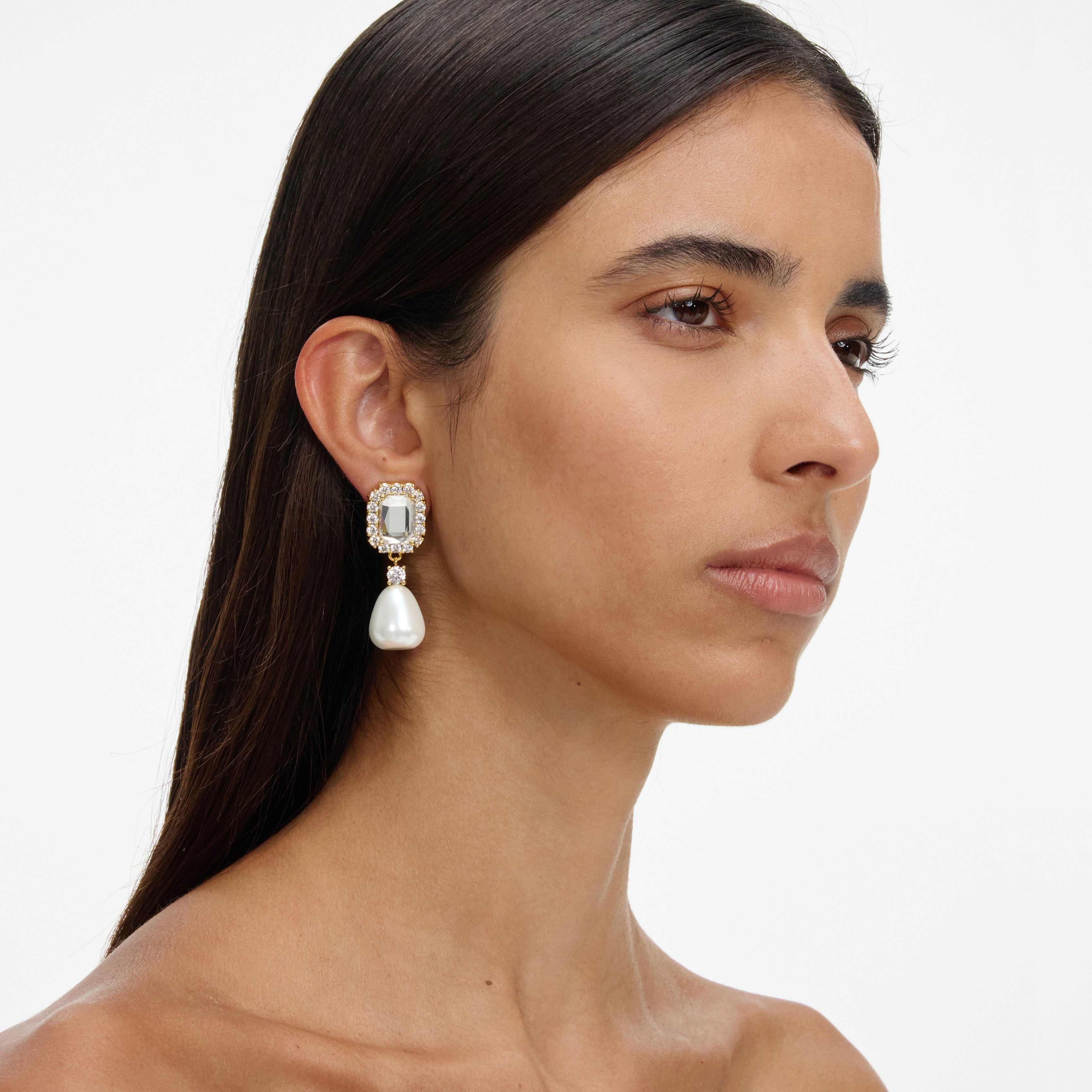 Self Portrait Crystal Pearl Drop Ohrringe Gold One Size Perle