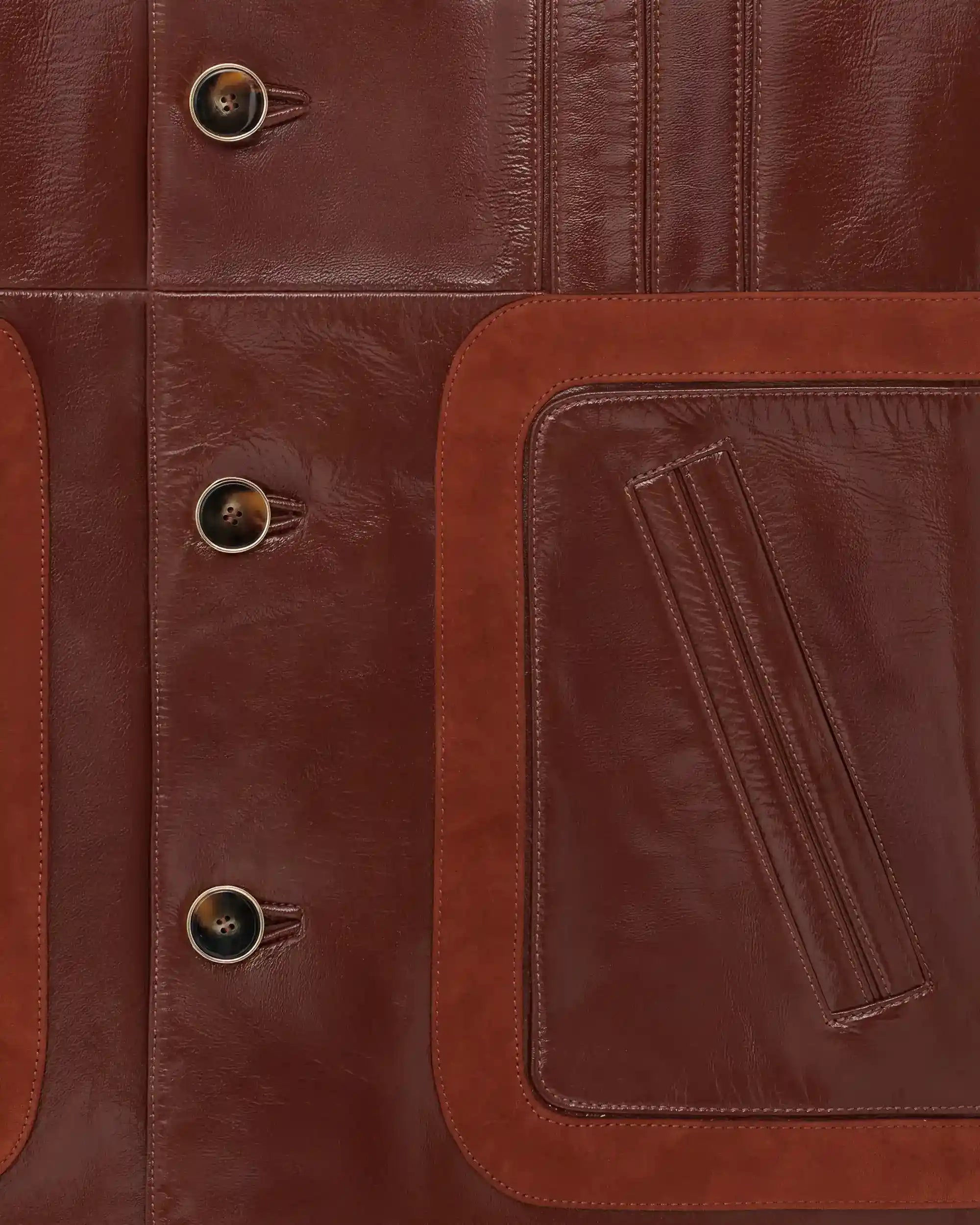 Drôle De Monsieur Veste Cuir Saharienne Lederjacke Braun Leder