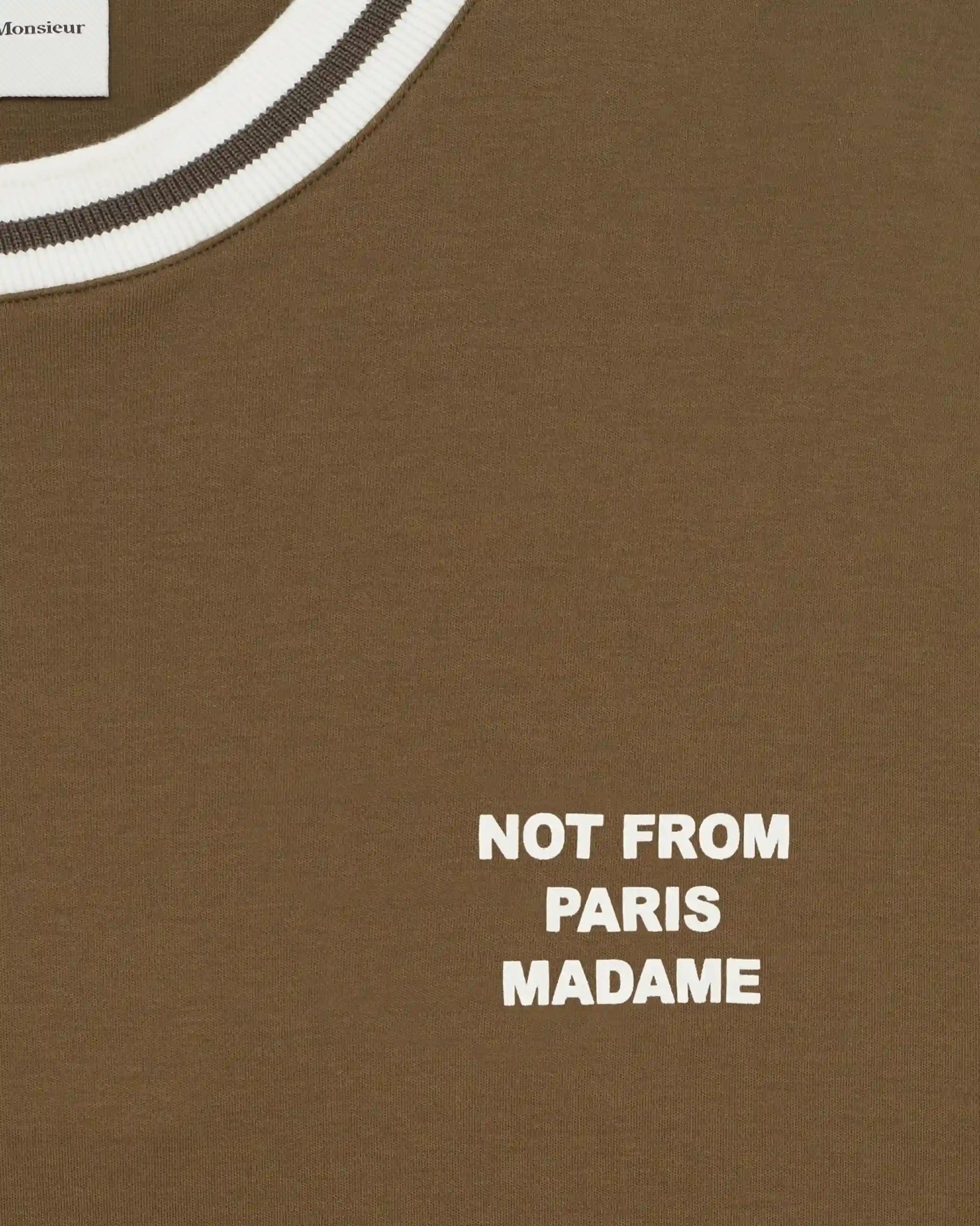 Drôle De Monsieur Sport Slogan T-Shirt khaki Baumwolle