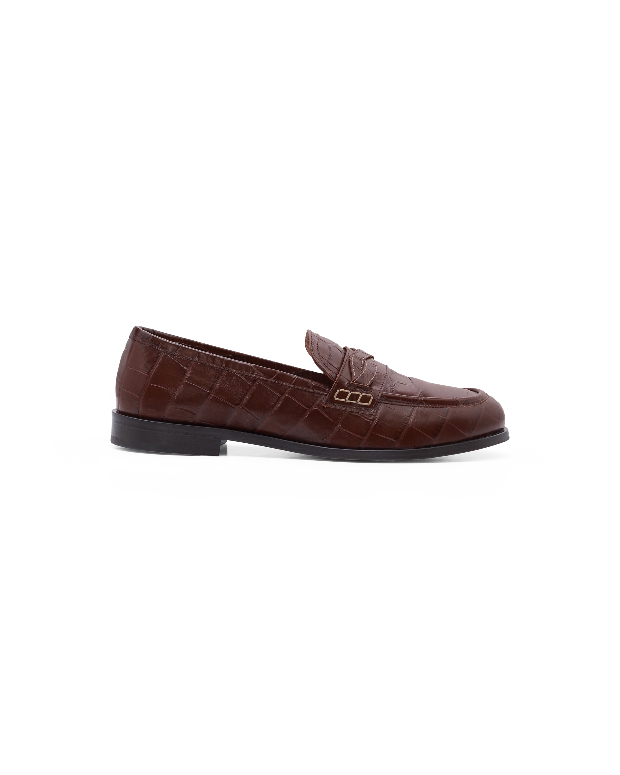 Drôle De Monsieur Mocassin Tresse Croco Loafer Dunkelbraun Leder