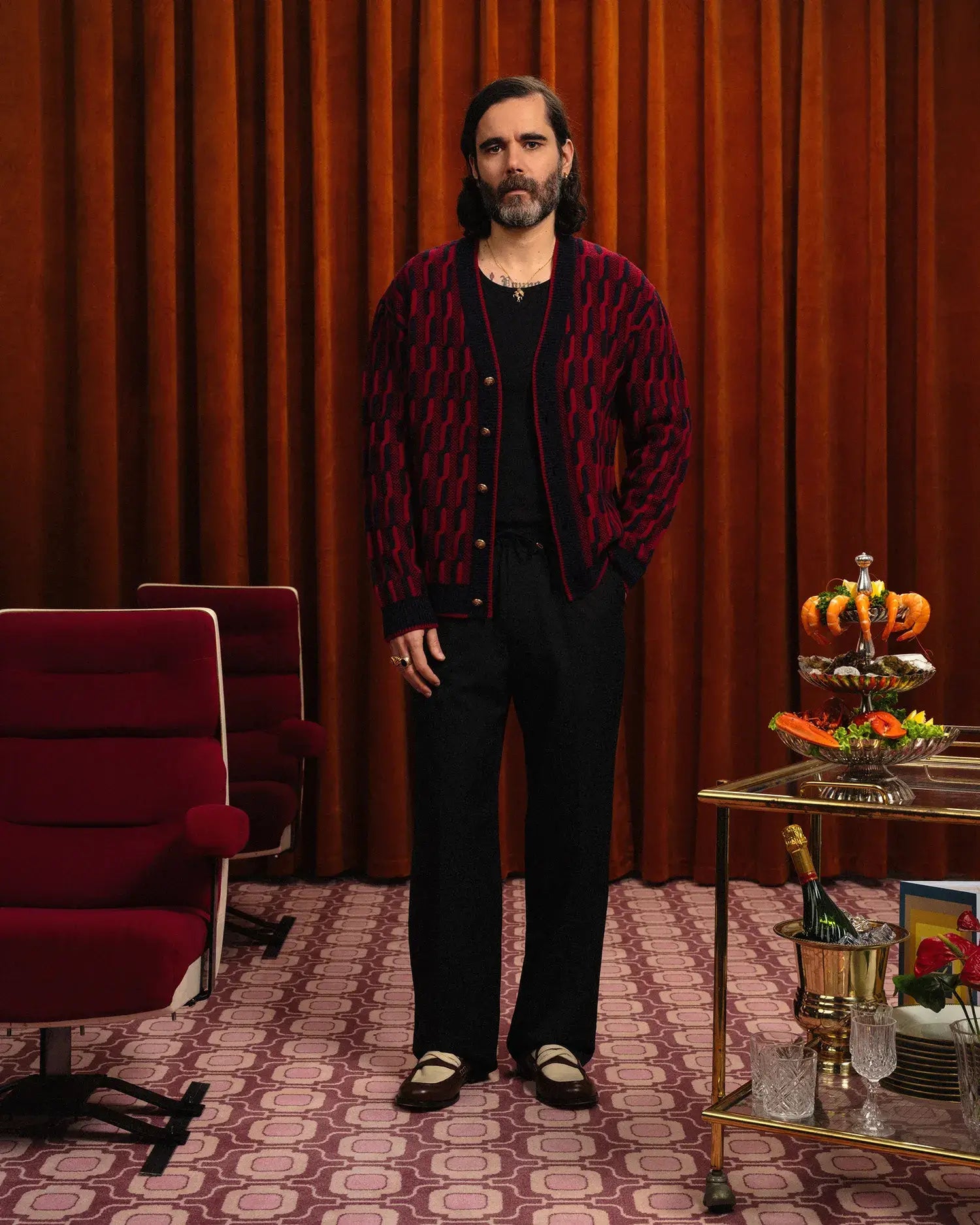Drôle De Monsieur Cardigan Torsades Strickjacke navy Wolle