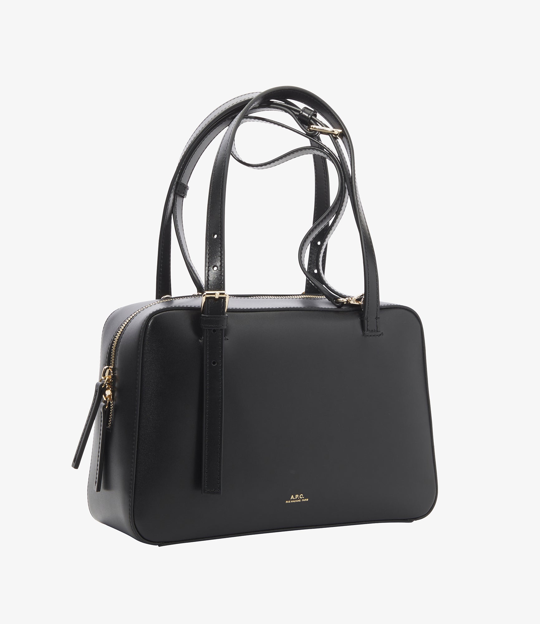 A.P.C. Virginie Box Tasche TU Glattleder Gold-Schnallen