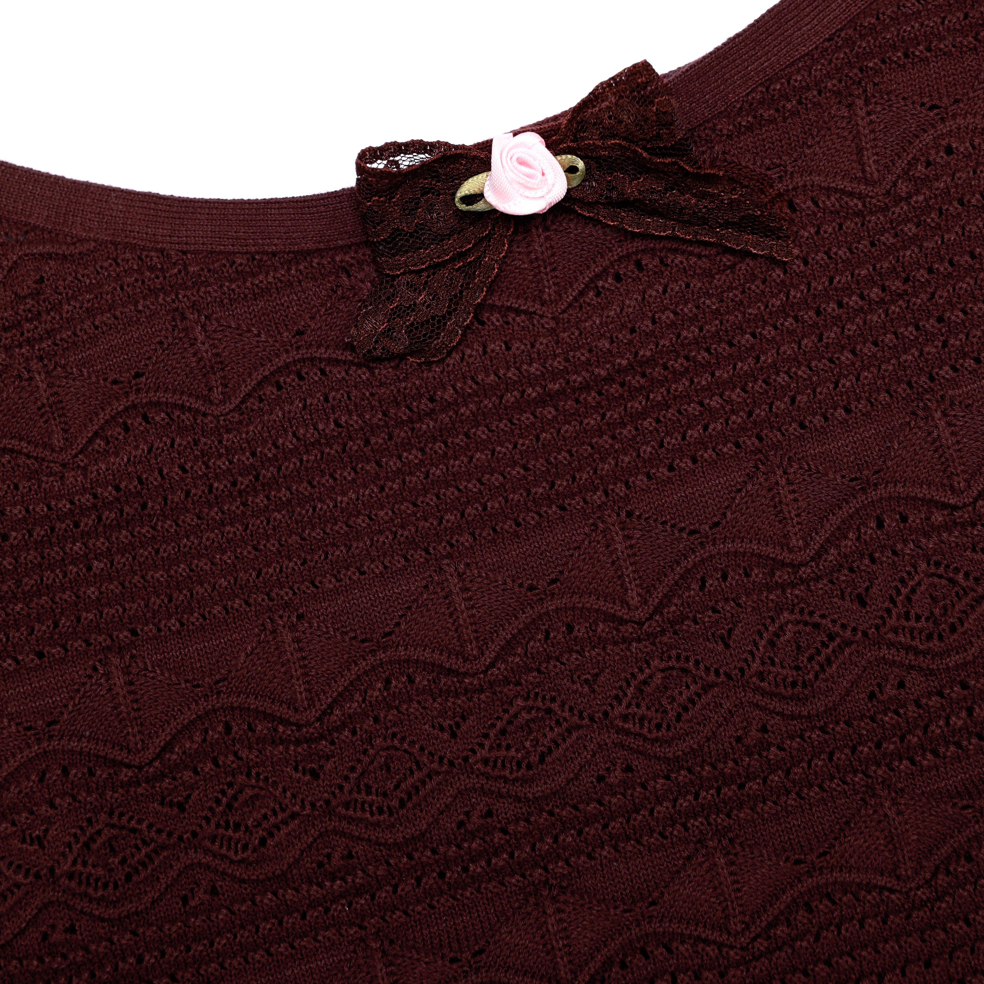 Self Portrait Pointelle Knit Vest Stricktop Braun Schleife