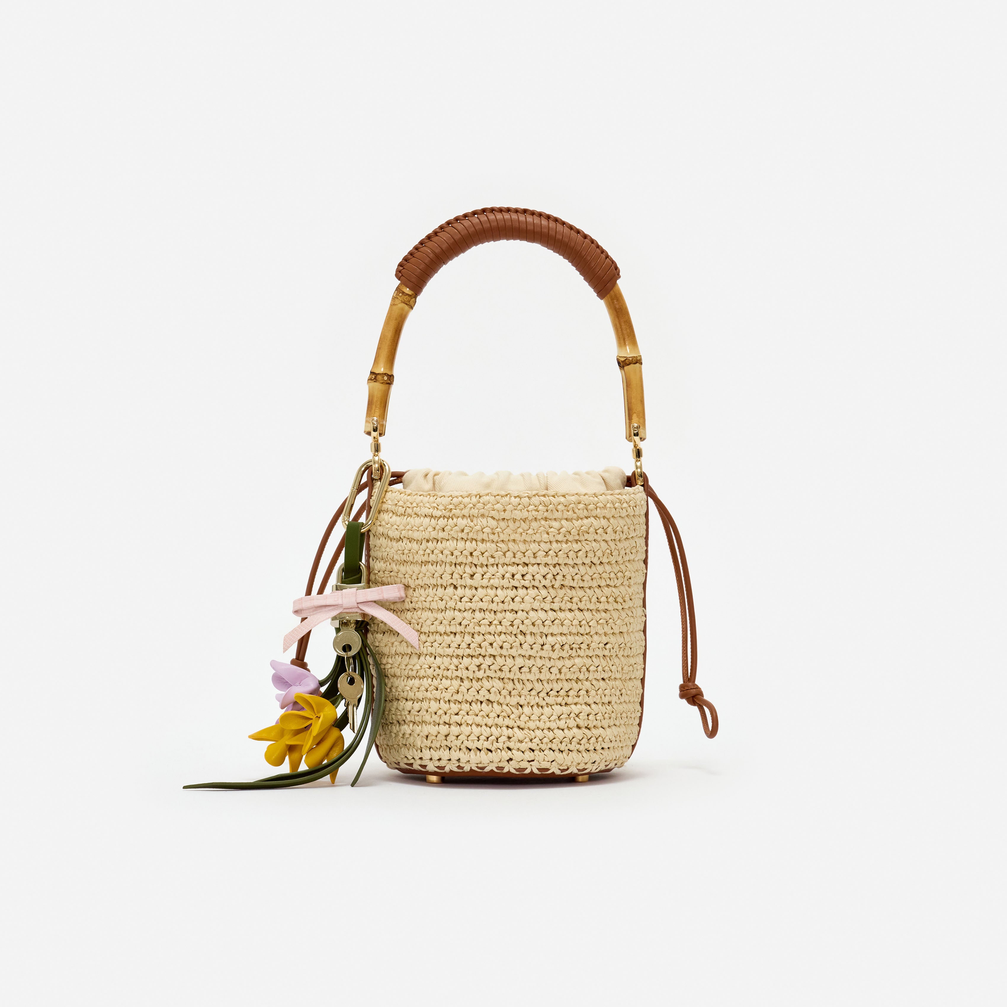 Self Portrait Soft Raffia Bucket Tasche Beige Einheitsgröße Raffia