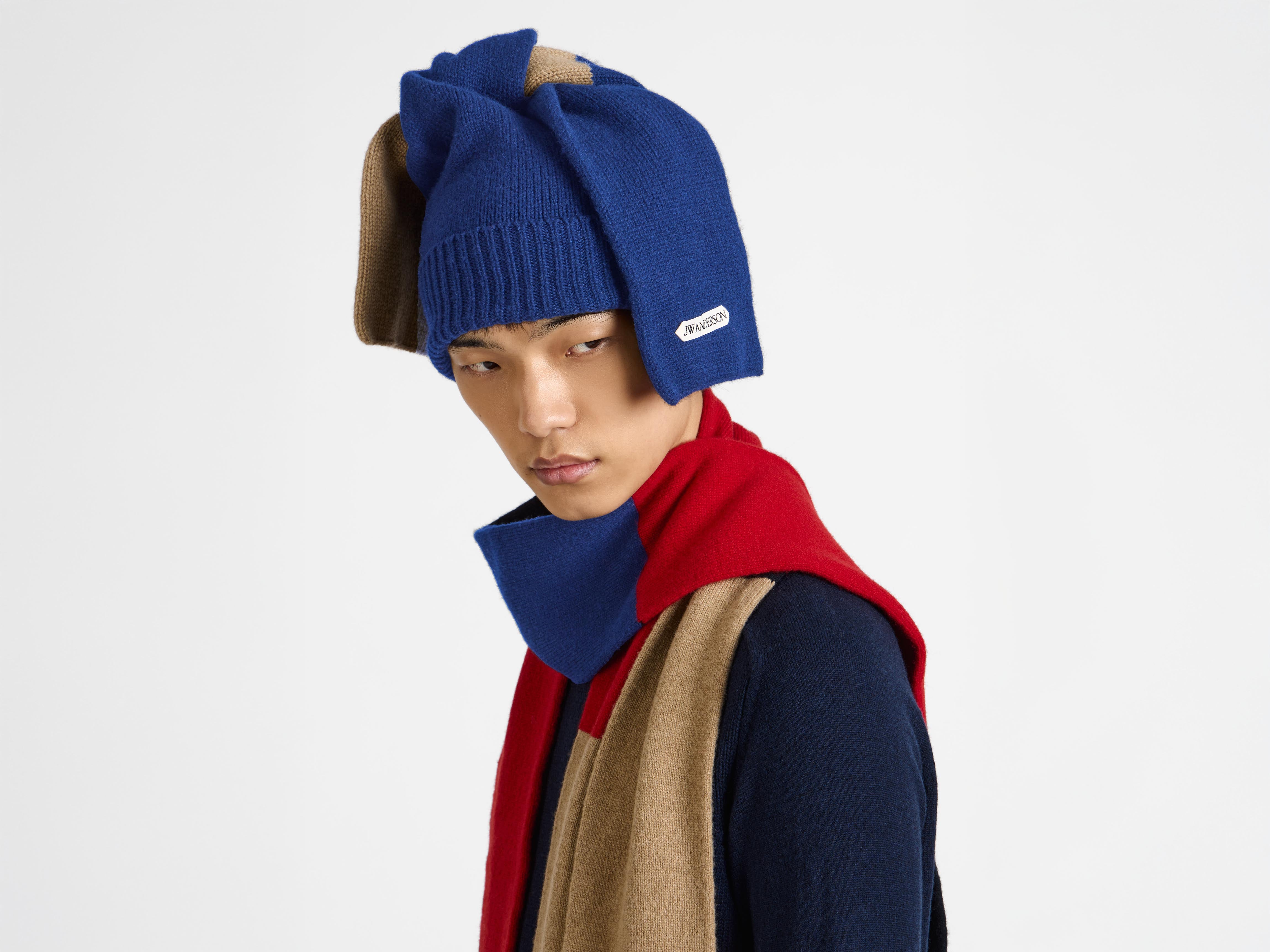 J.W.Anderson Knotted Beanie Mütze Navy Beige OS