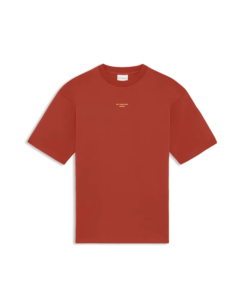 Drôle De Monsieur Slogan Classique T-Shirt dunkelrot Baumwolle