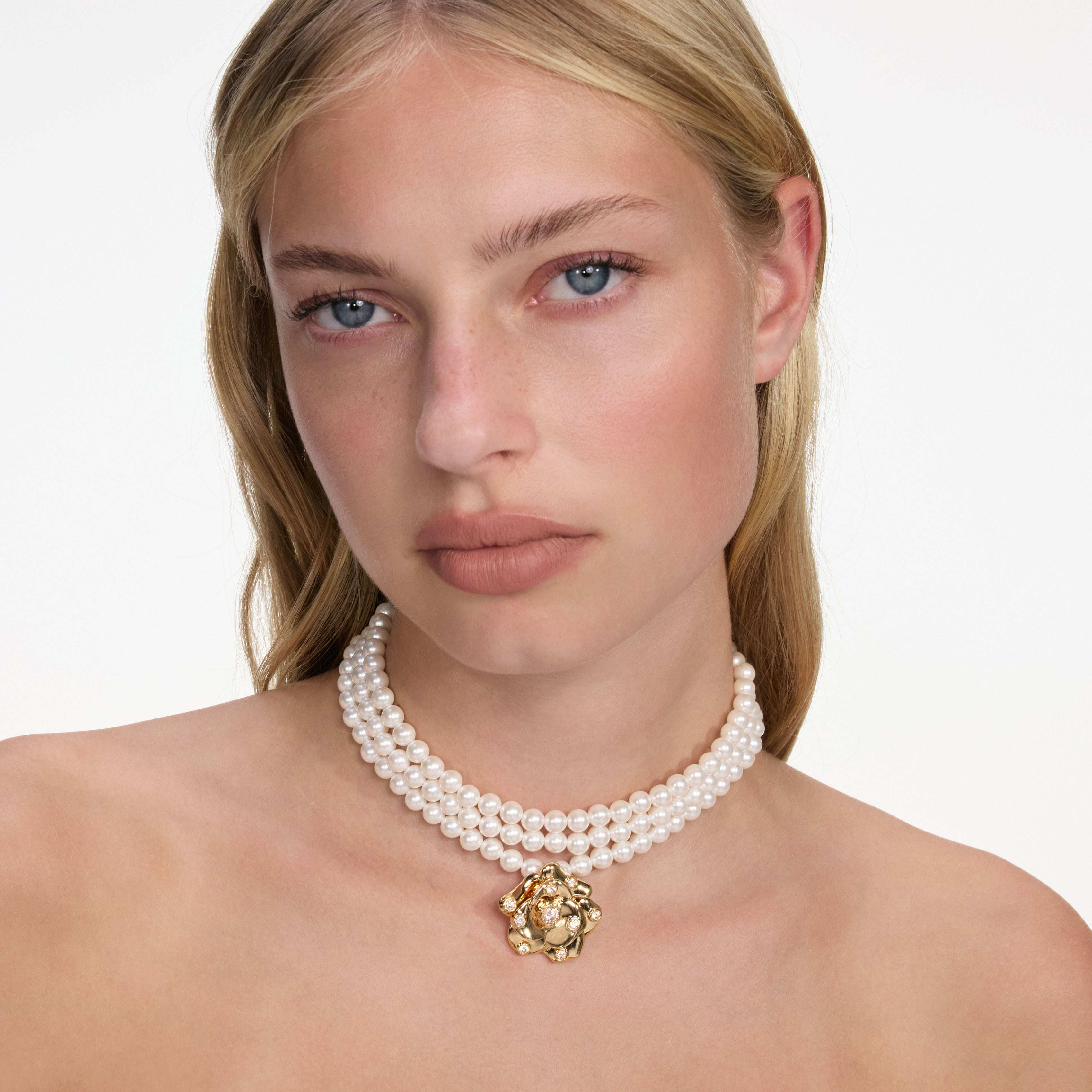 Self Portrait Jewellery Gold Flower Pearl Choker Halskette Gold