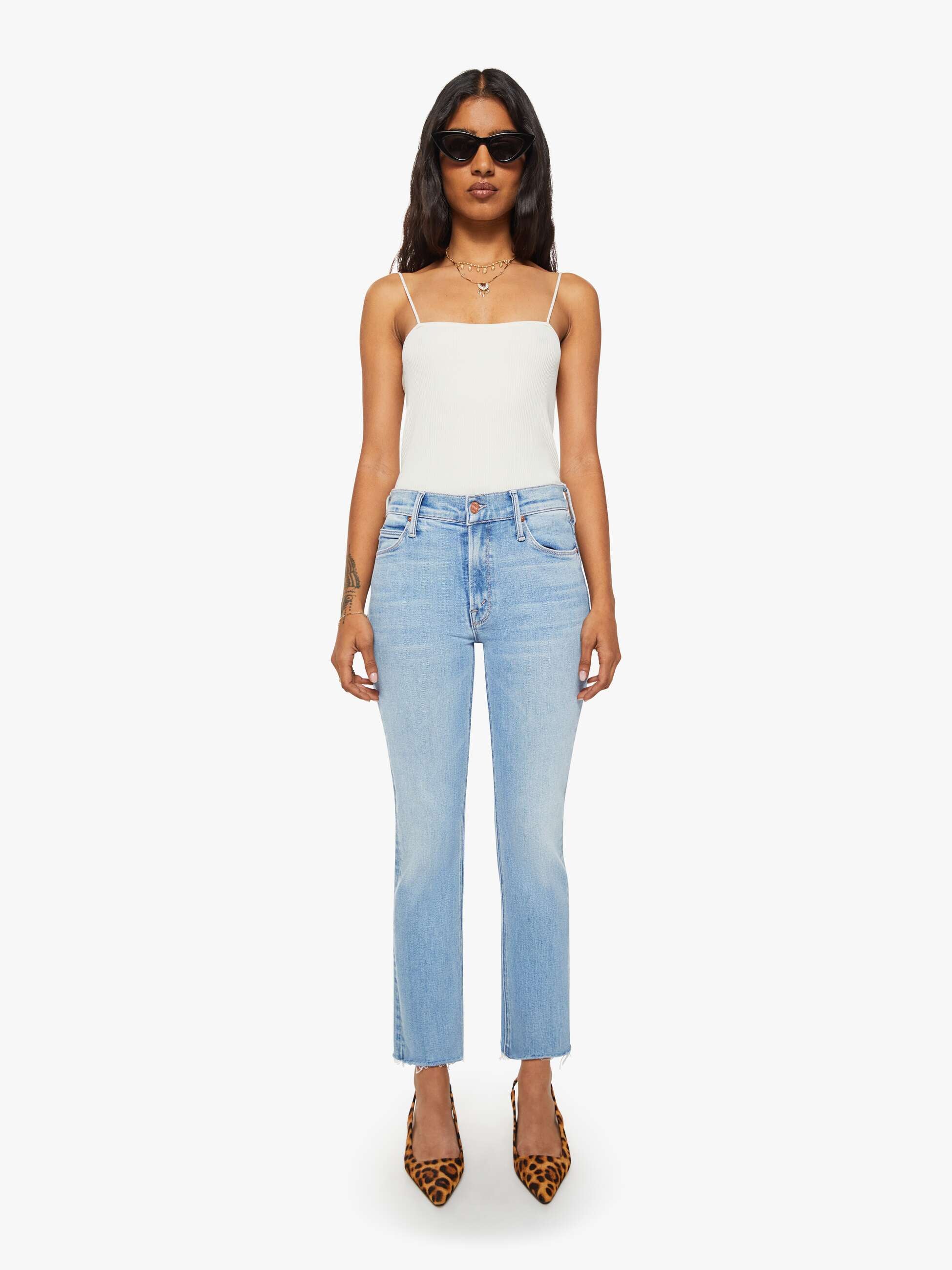 Mother Lil Dazzler Straight Jeans Blessing In Disguise mid-blue