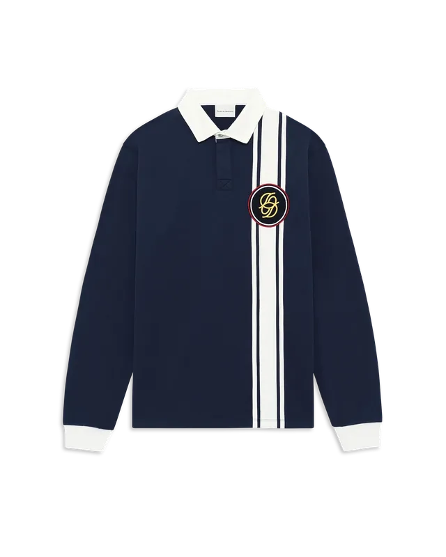 Drôle De Monsieur D Mirror Racing Langarm Polo Navy Baumwolle