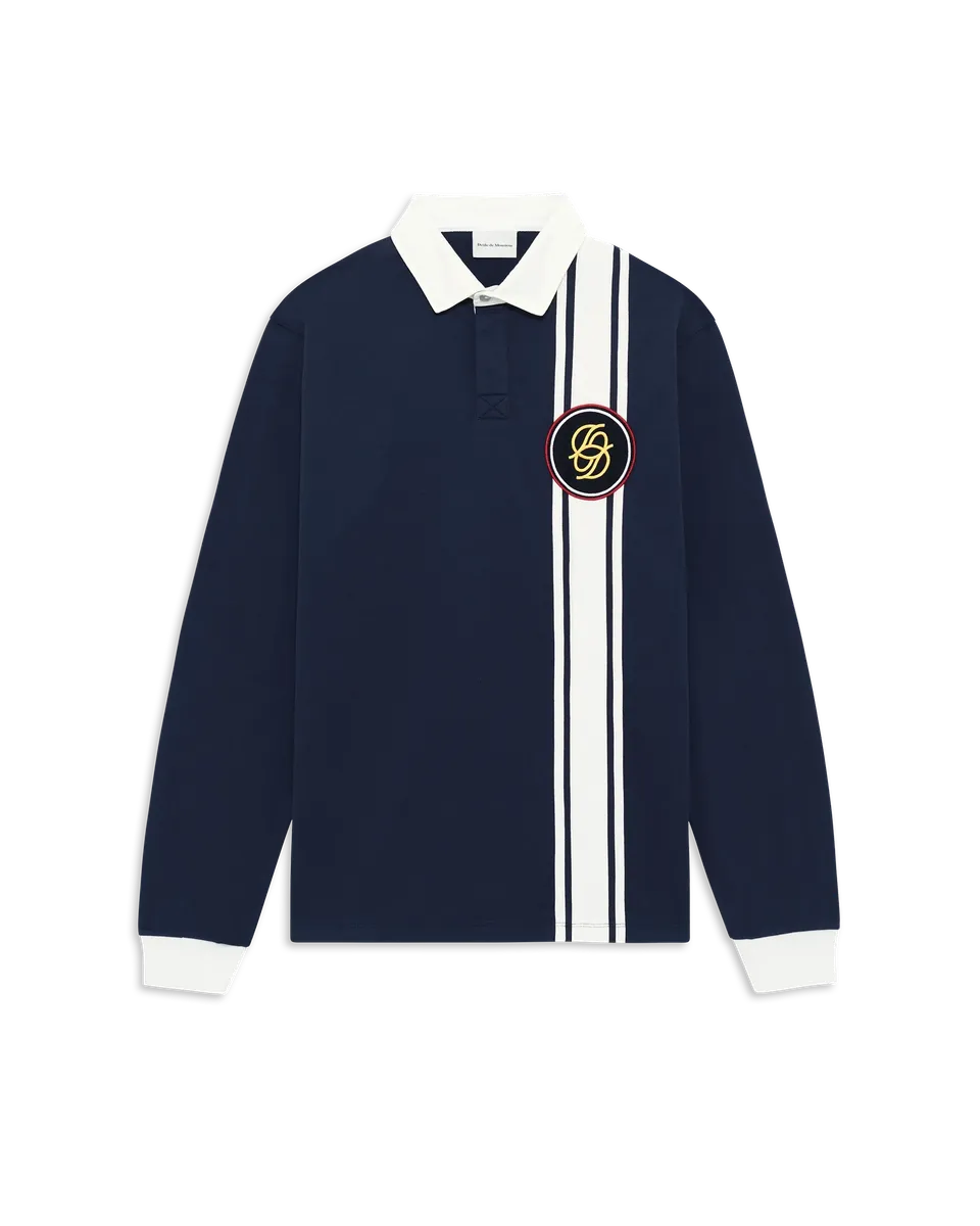 Drôle De Monsieur D Mirror Racing Langarm Polo Navy Baumwolle
