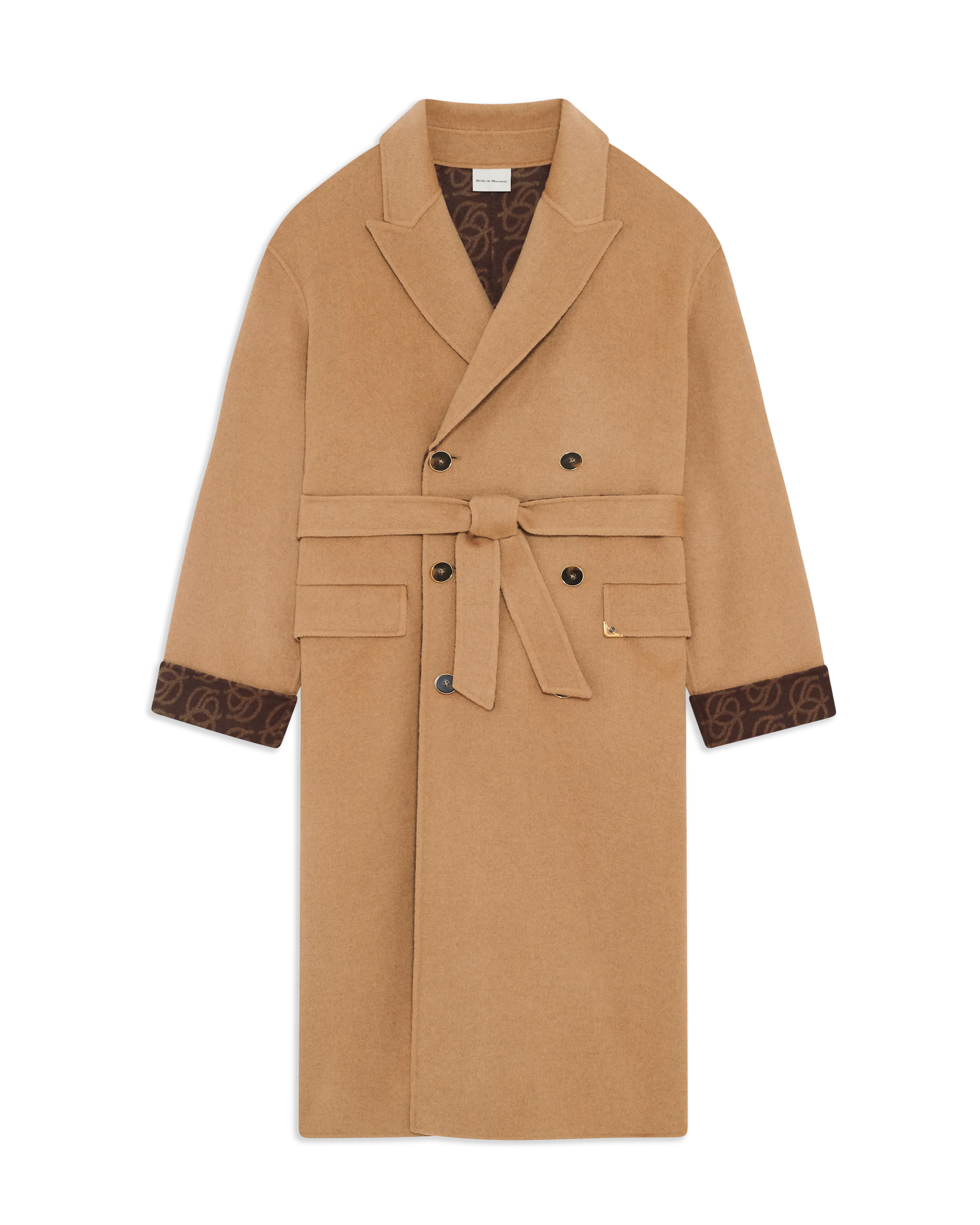Drôle De Monsieur Monogram Double Face Mantel Beige Wolle