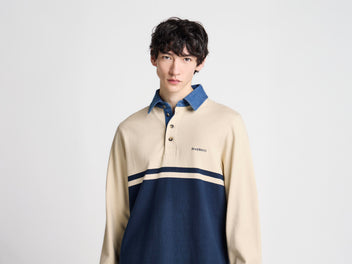 J.W.Anderson T-Shirts Contrast Collar Rugby Polo Polohemd Rot Blau