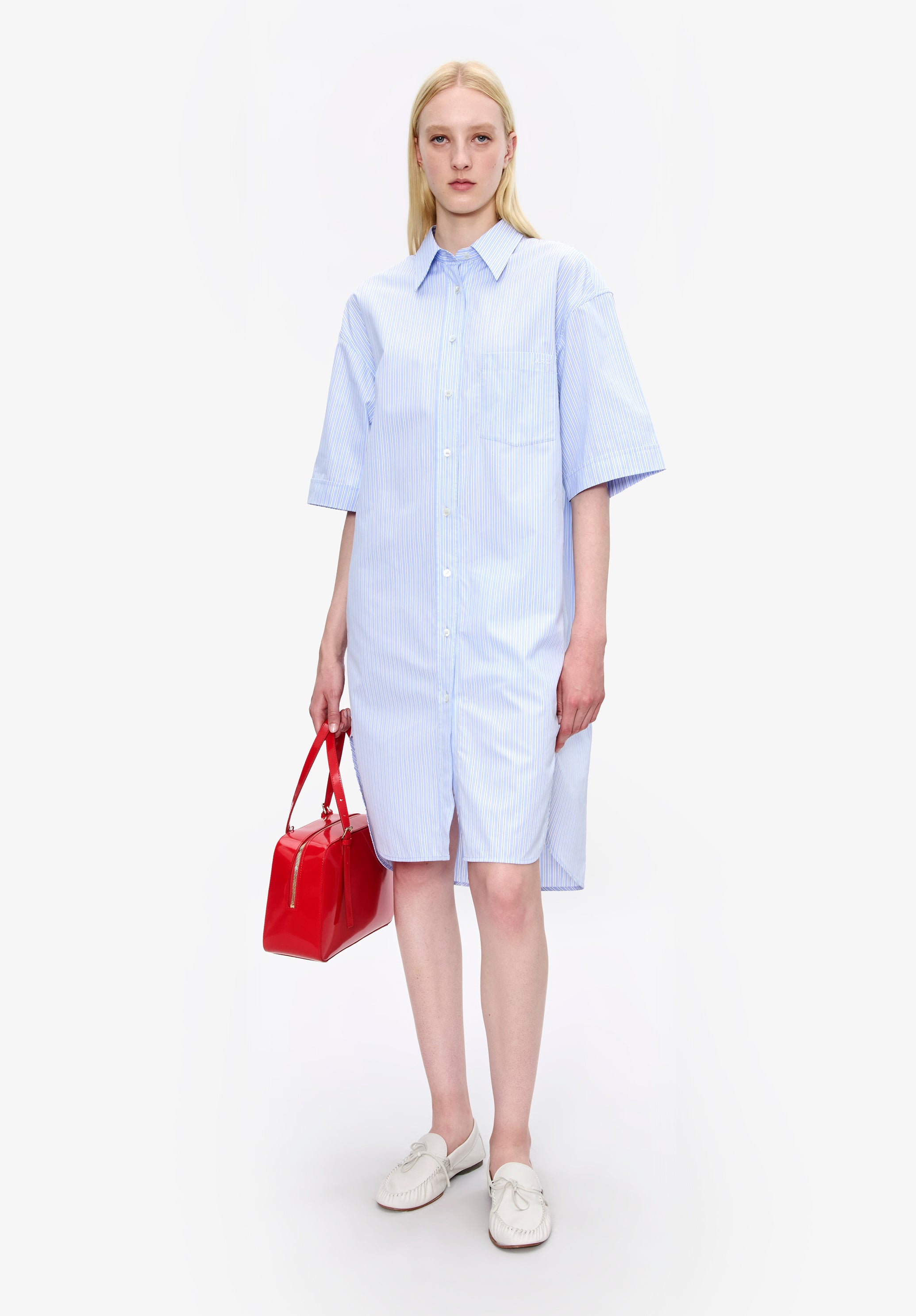 A.P.C. Chiara Kleid 38 blau gerade Ueberknie