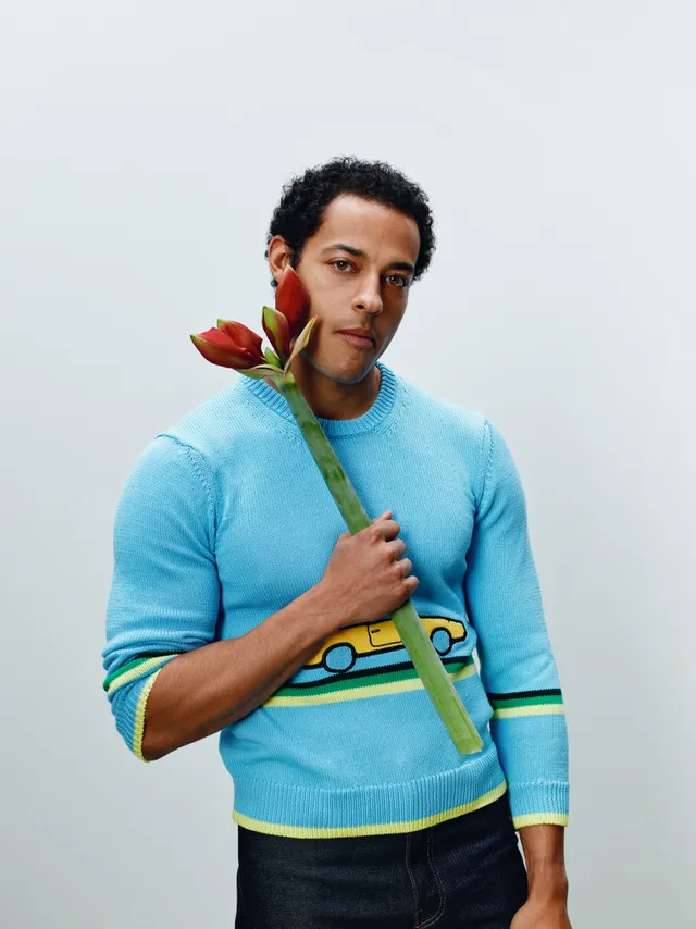 J.W.Anderson Car Jumper Pullover Hellblau Baumwolle